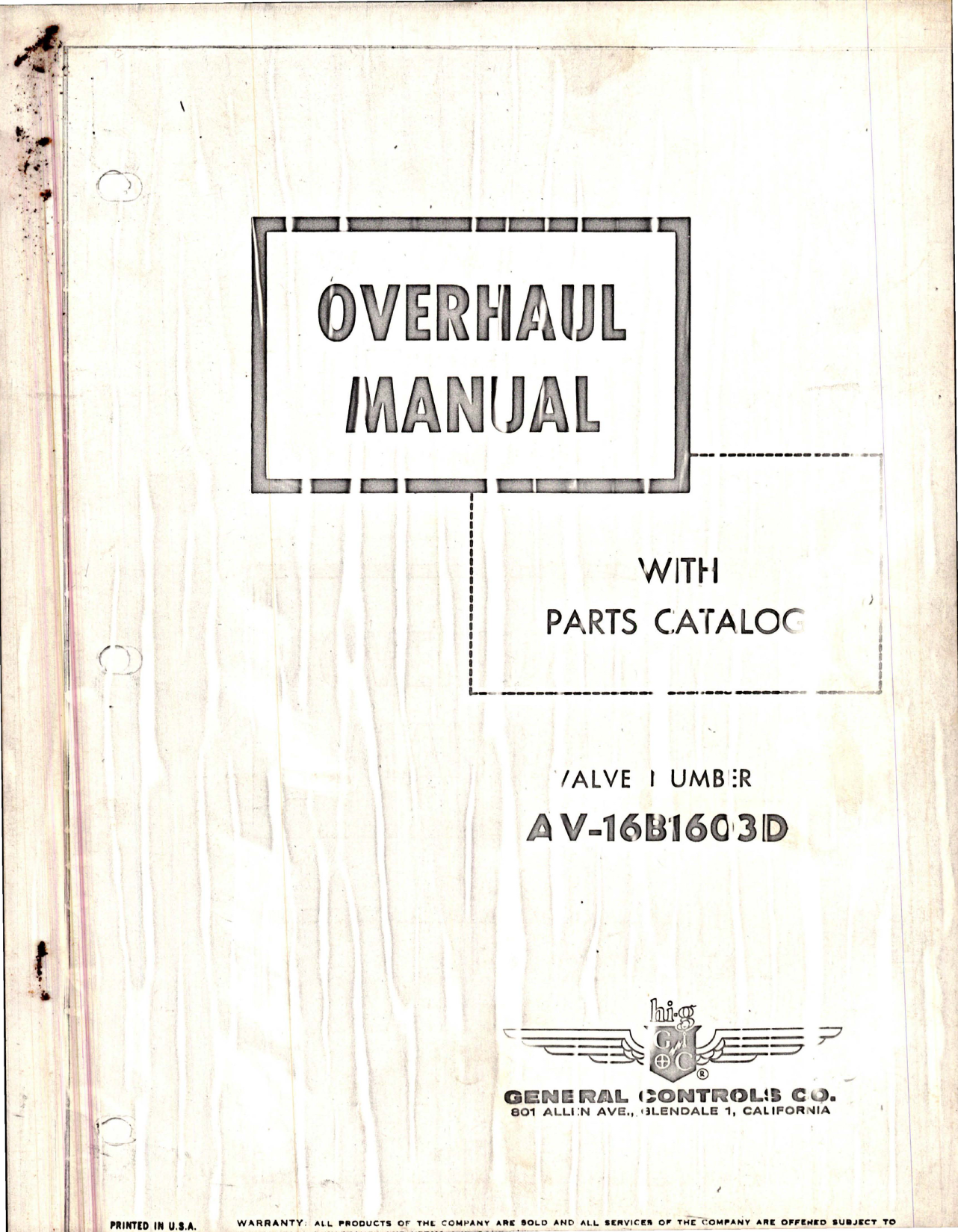 Sample page 1 from AirCorps Library document: Overhaul Manual w Parts Catalog for Motor Operated Gate Valve - AV-16B1603D 