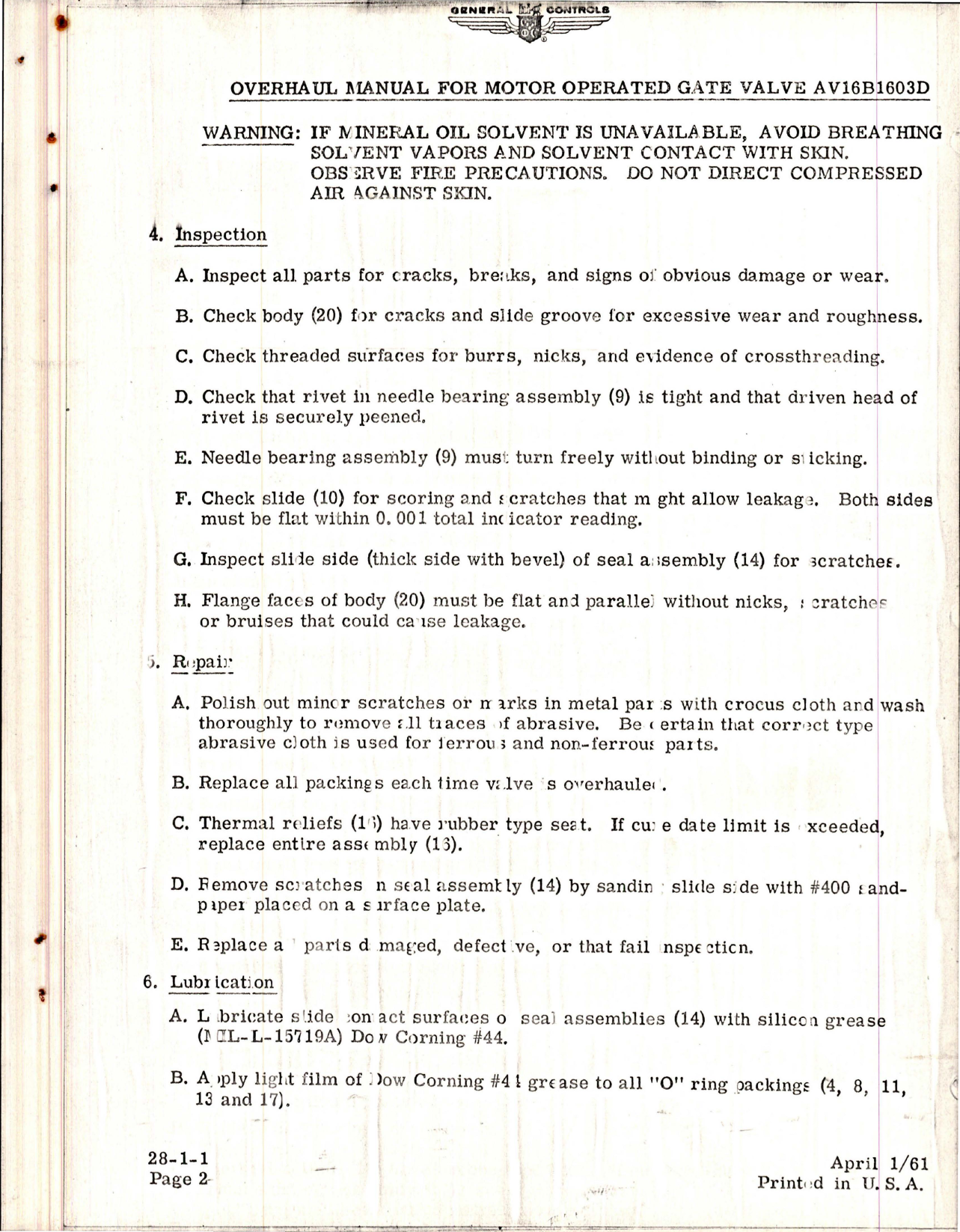 Sample page 5 from AirCorps Library document: Overhaul Manual w Parts Catalog for Motor Operated Gate Valve - AV-16B1603D 