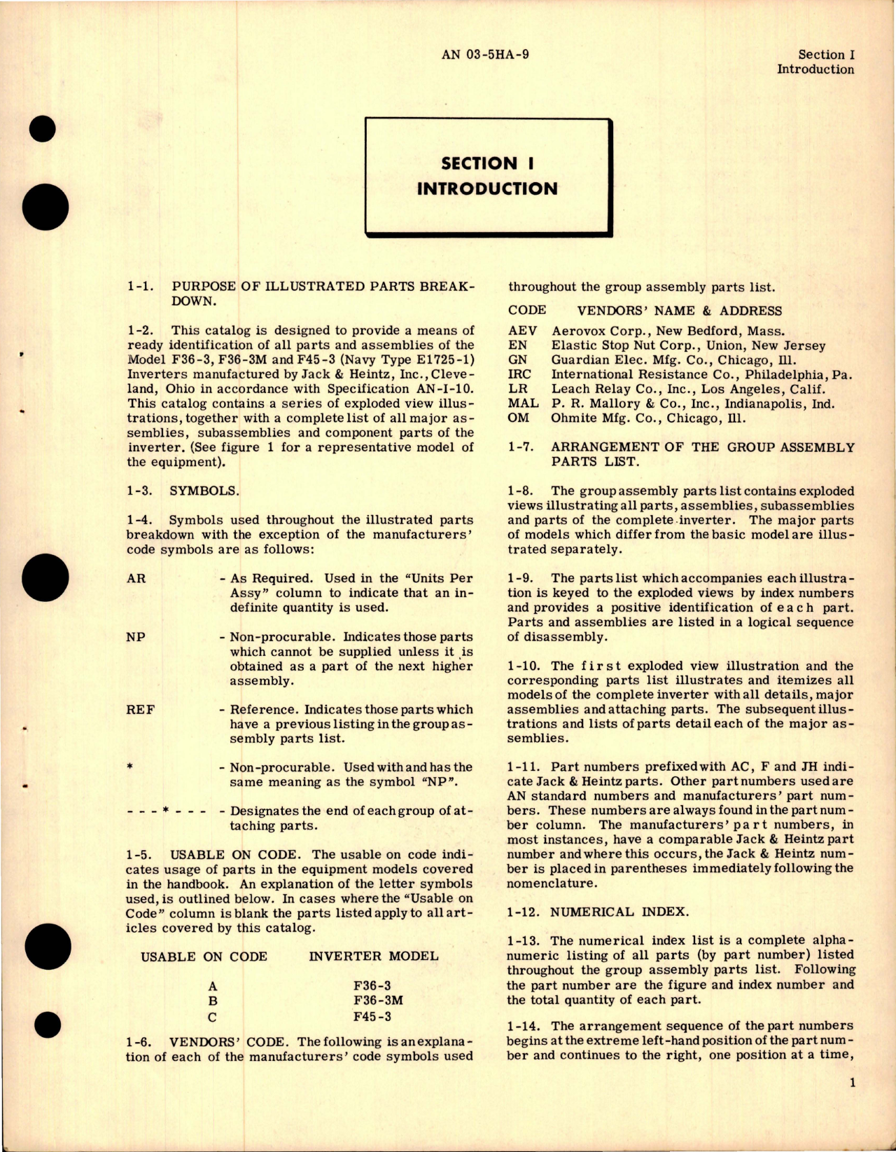 Sample page 5 from AirCorps Library document: Illustrated Parts Breakdown for Inverters - Models F45-3, F36-3, F36-3M and E1725-1