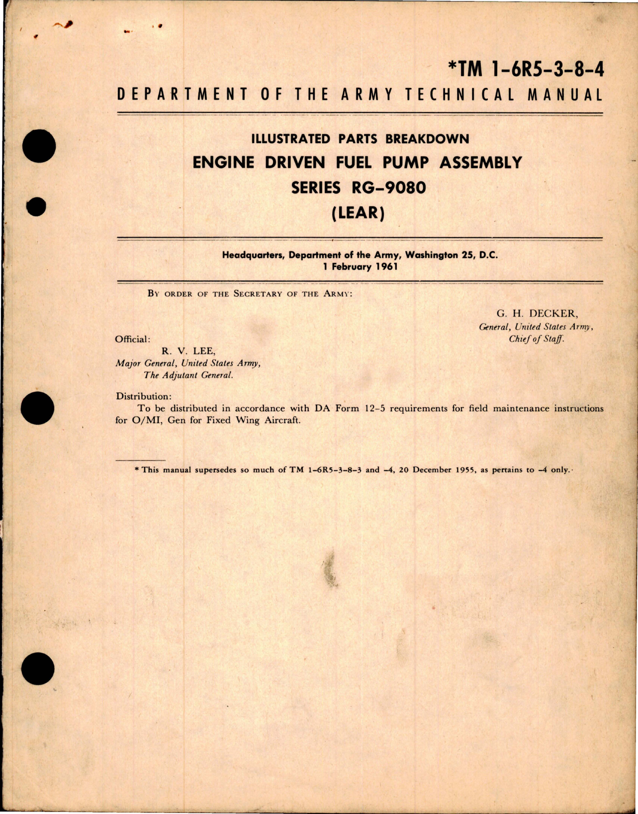 Sample page 1 from AirCorps Library document: Illustrated Parts Breakdown for Engine Driven Fuel Pump Assembly Series RG-9080 