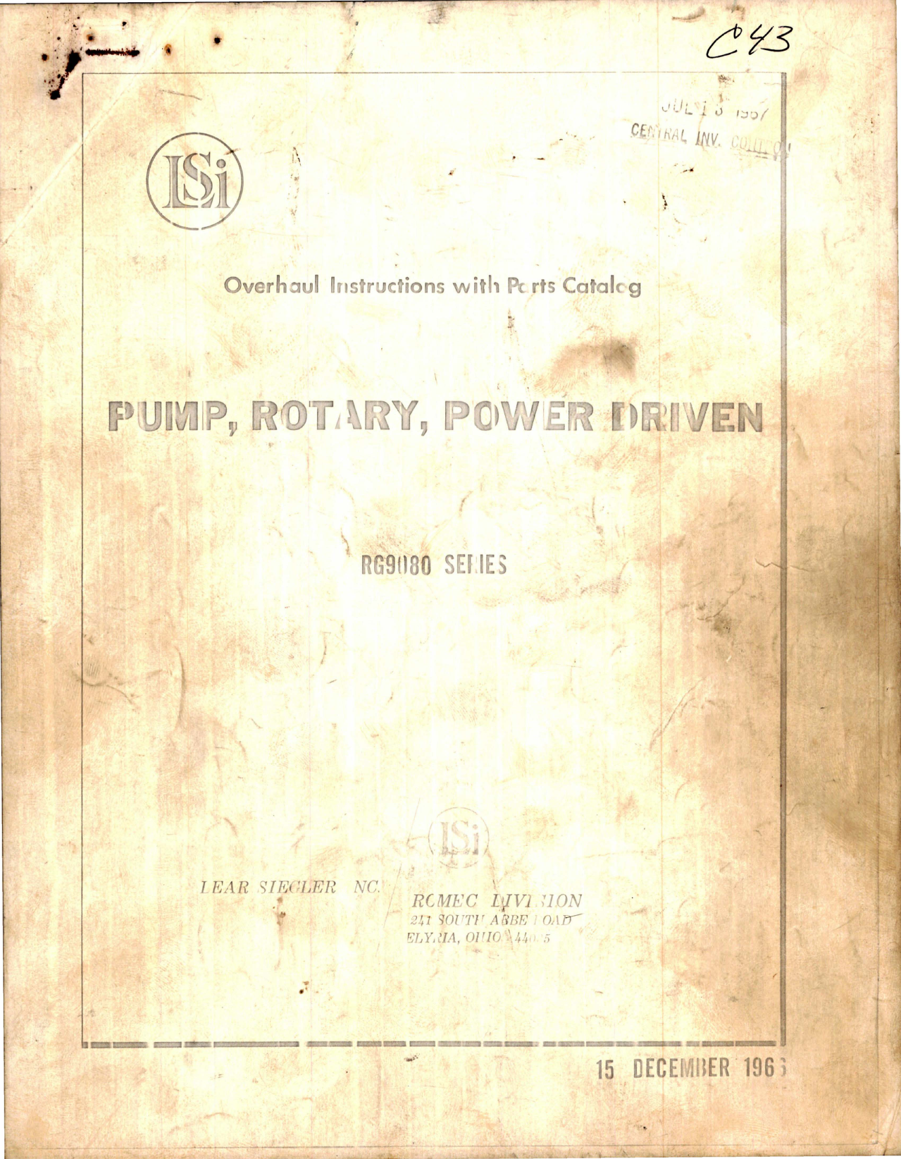 Sample page 1 from AirCorps Library document: Overhaul Instructions with Parts Catalog for Power Driven Rotary Pump - RG9080 Series