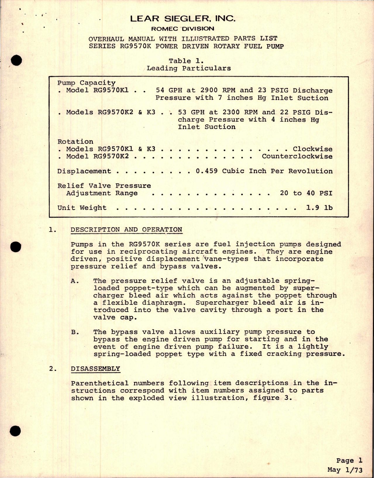 Sample page 5 from AirCorps Library document: Overhaul Manual with Parts List for Power Driven Rotary Fuel Pumps 