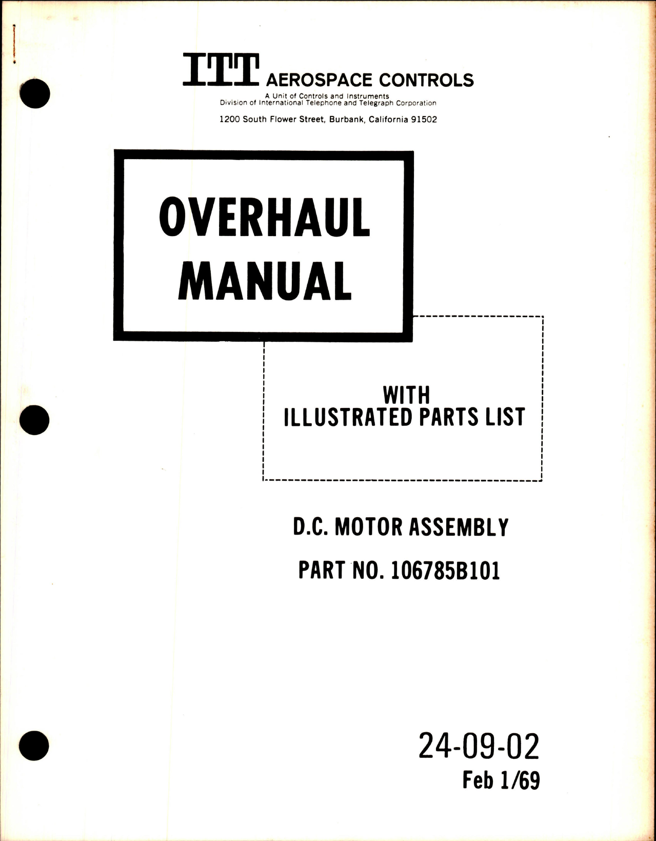 Sample page 1 from AirCorps Library document: Overhaul Manual with Illustrated Parts List for DC Motor Assembly - Part 106785B101 