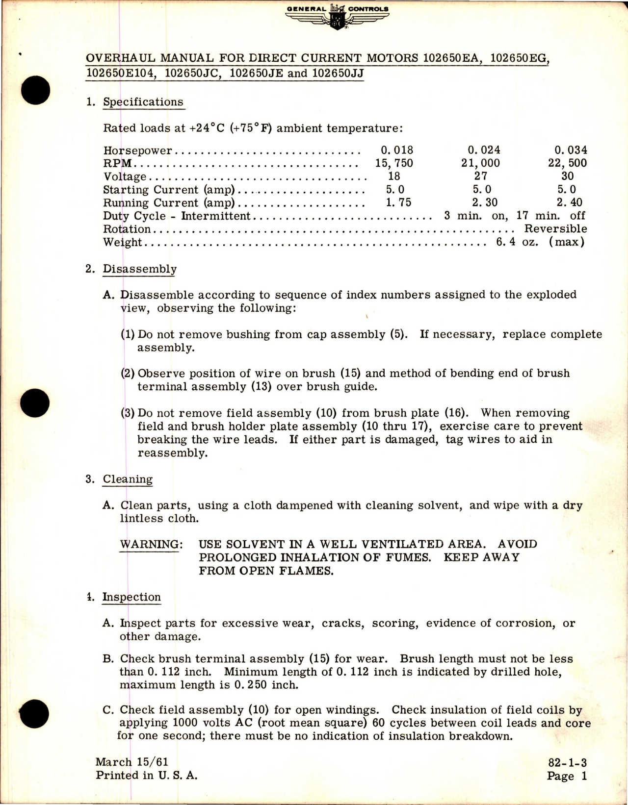 Sample page 1 from AirCorps Library document: Overhaul Manual for Direct Current Motors 