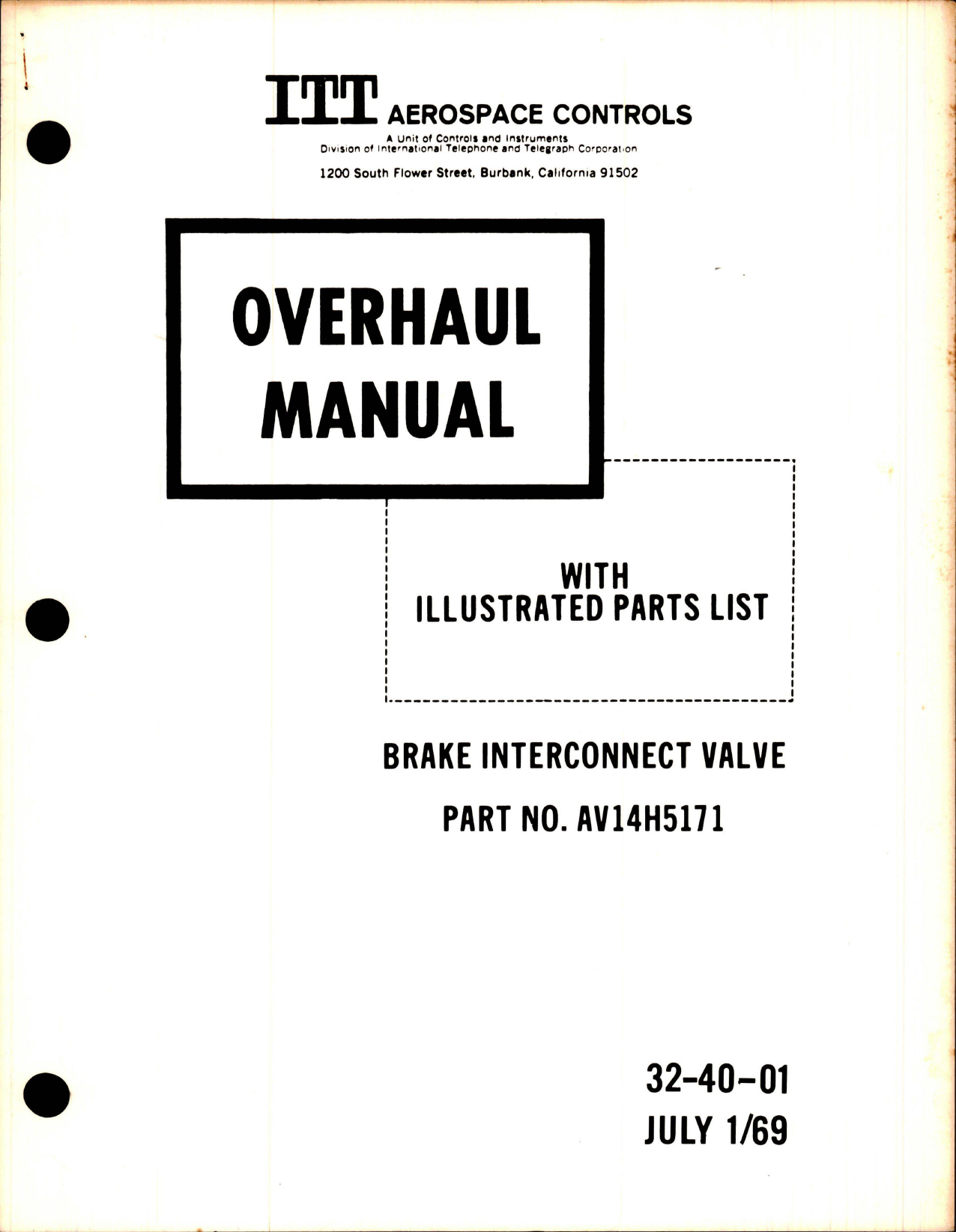Sample page 1 from AirCorps Library document: Overhaul Instructions with Illustrated Parts List for Brake Interconnect Valve 