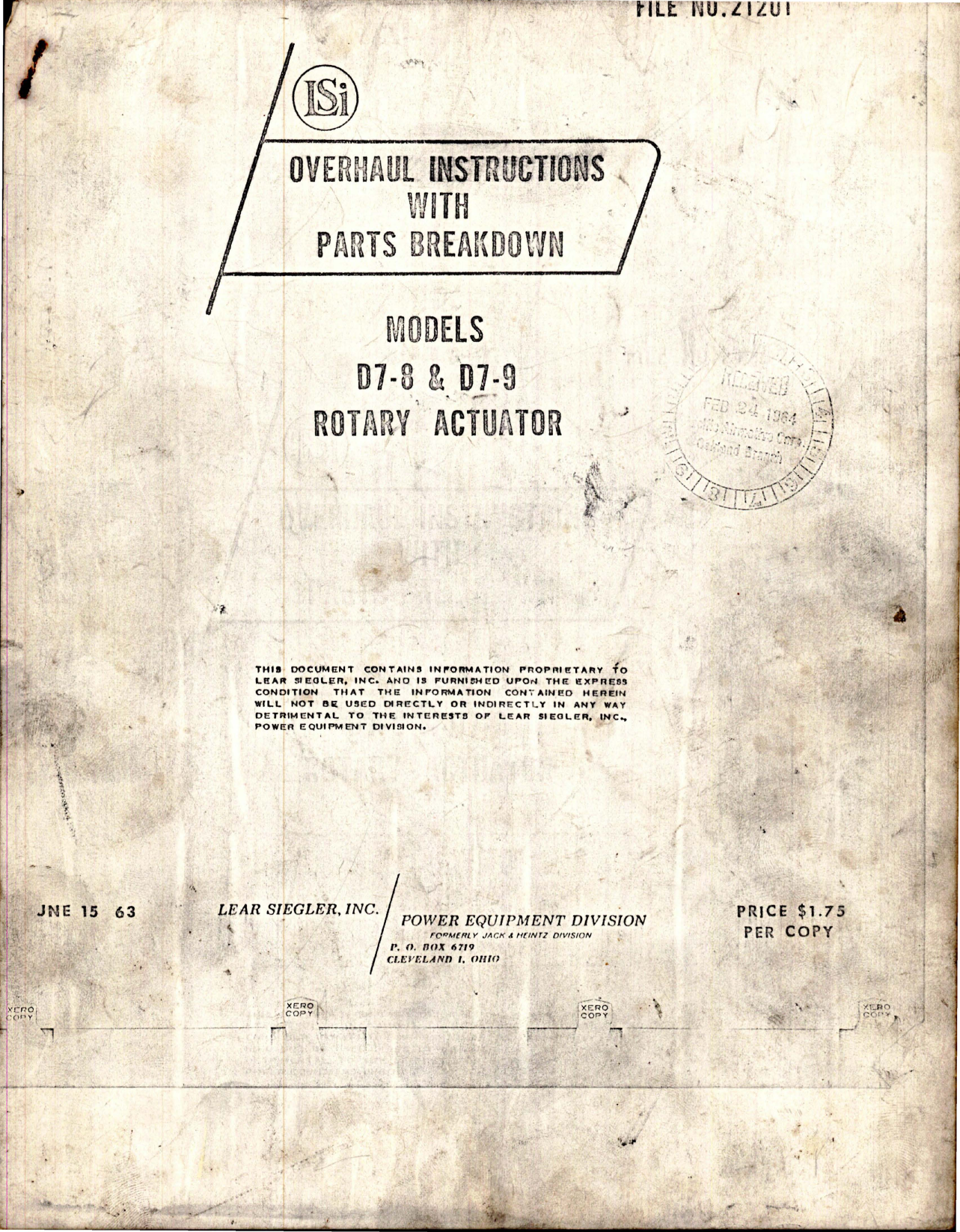 Sample page 1 from AirCorps Library document: Overhaul Instructions with Parts for Rotary Actuator - Model D7-8 & D7-9
