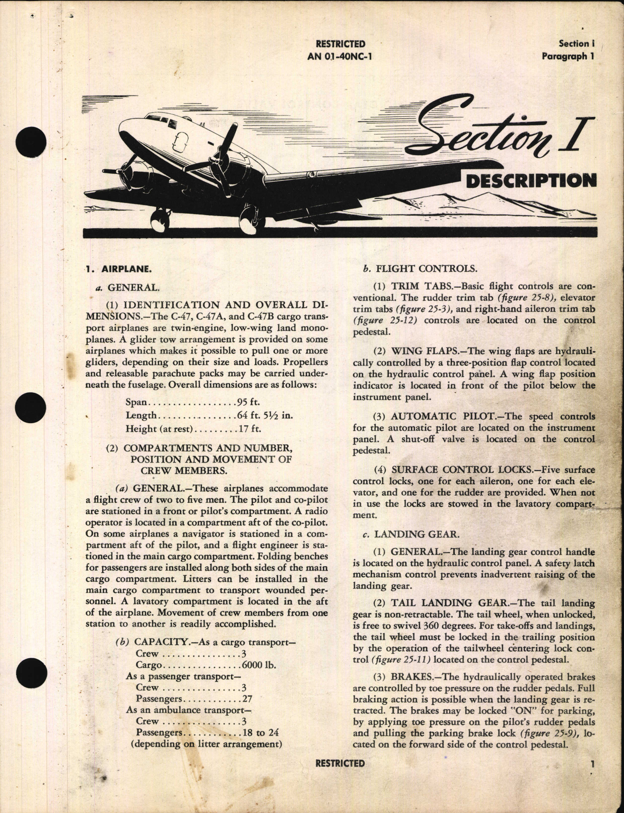 Sample page 5 from AirCorps Library document: Pilot's Flight Operating Instructions for C-47, C-47A, C-47B, R4D-1, R4D-5, and R4D-6