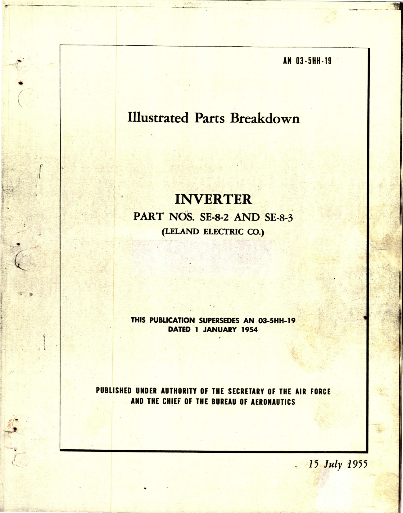 Sample page 1 from AirCorps Library document: Illustrated Parts Breakdown for Inverter - Parts SE-8-2 and SE-8-3