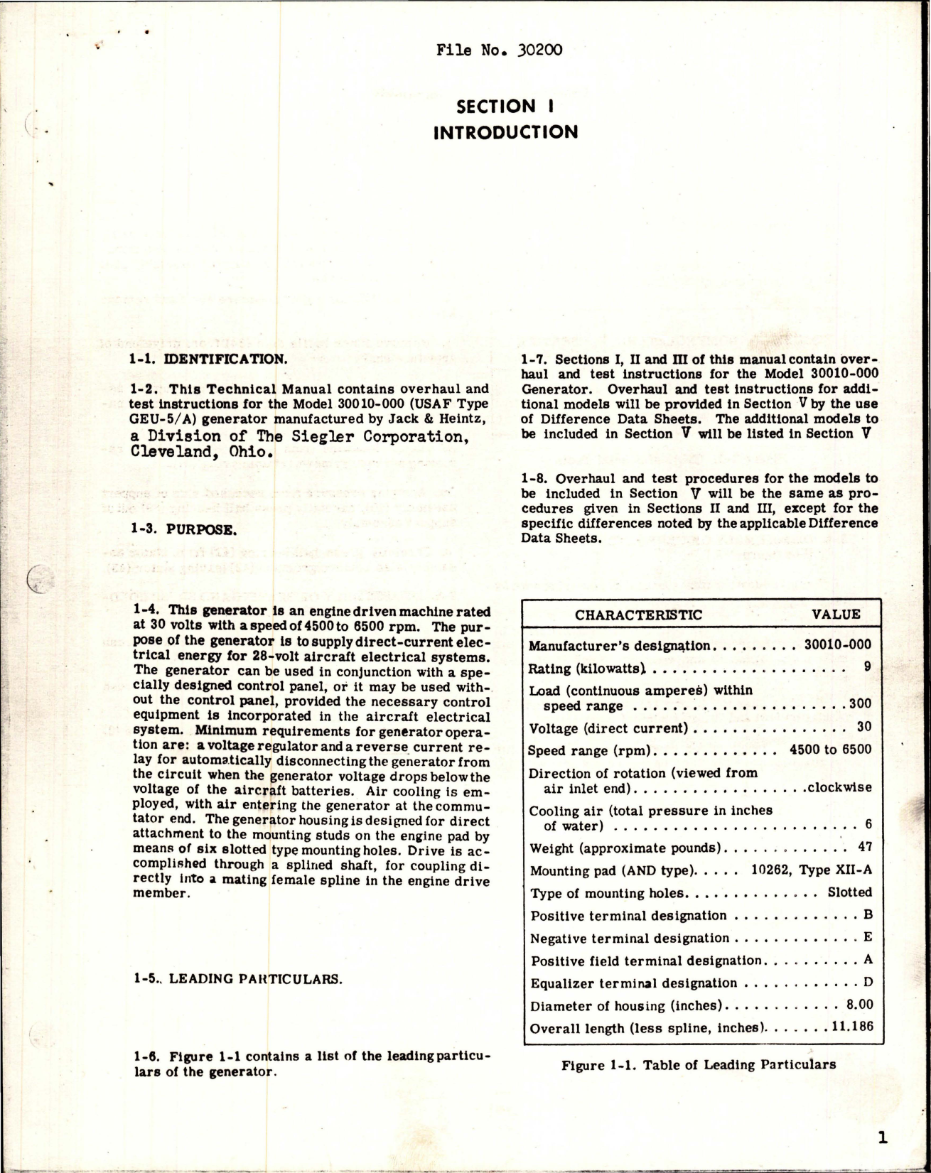 Sample page 5 from AirCorps Library document: Overhaul Instructions with Parts for Generator - Model 30010-000 