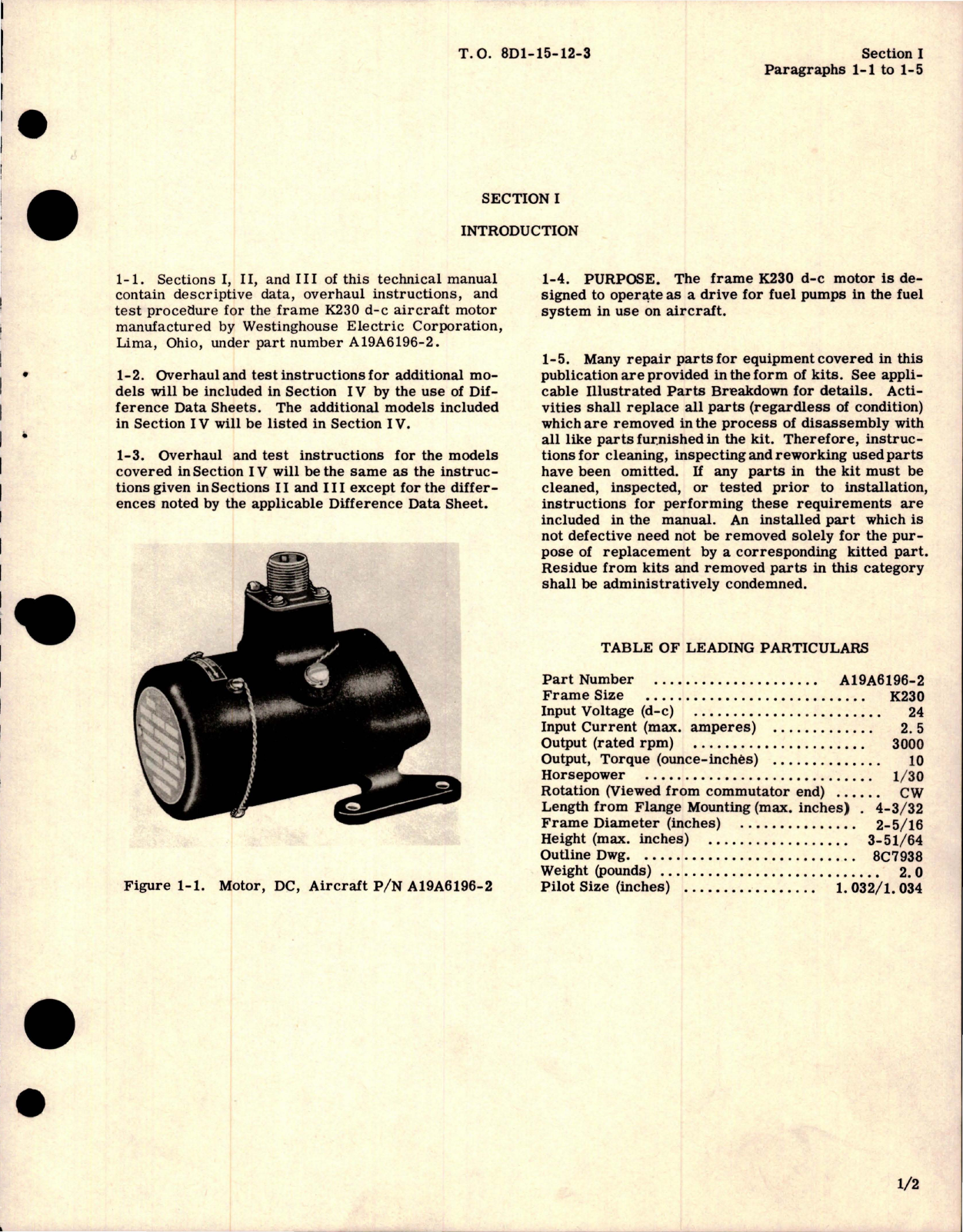 Sample page 5 from AirCorps Library document: Overhaul Instructions for DC Motor - Part A19A6196-2