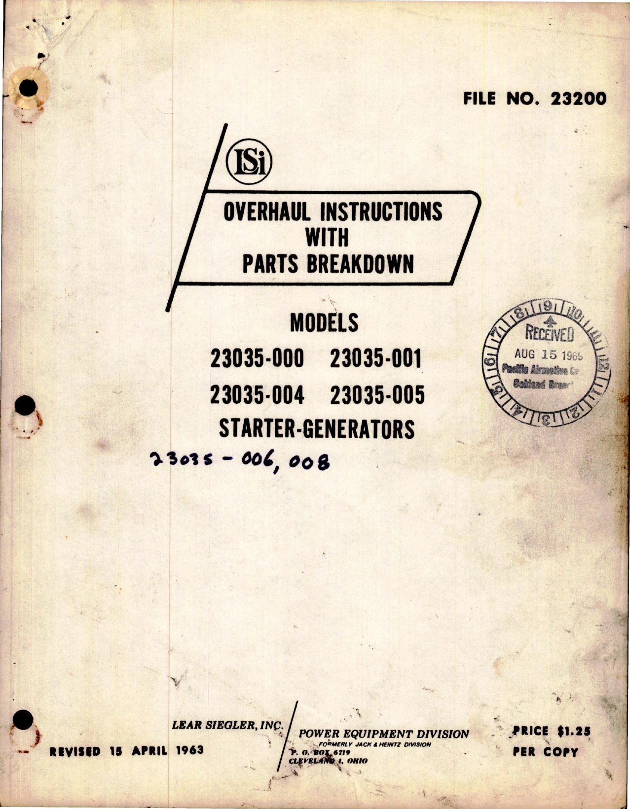 Sample page 1 from AirCorps Library document: Overhaul Instructions with Parts Breakdown for Starter Generators