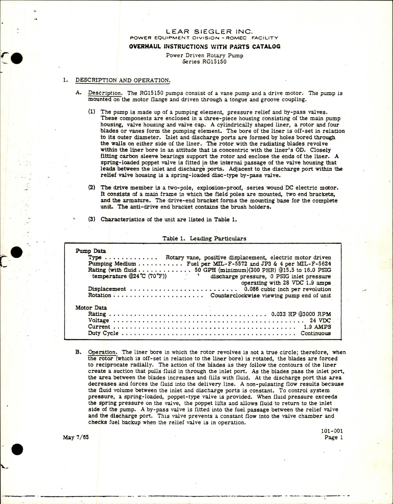 Sample page 7 from AirCorps Library document: Overhaul Instructions with Parts Catalog for Power Driven Rotary Fuel Transfer Pump - Model RG15150 