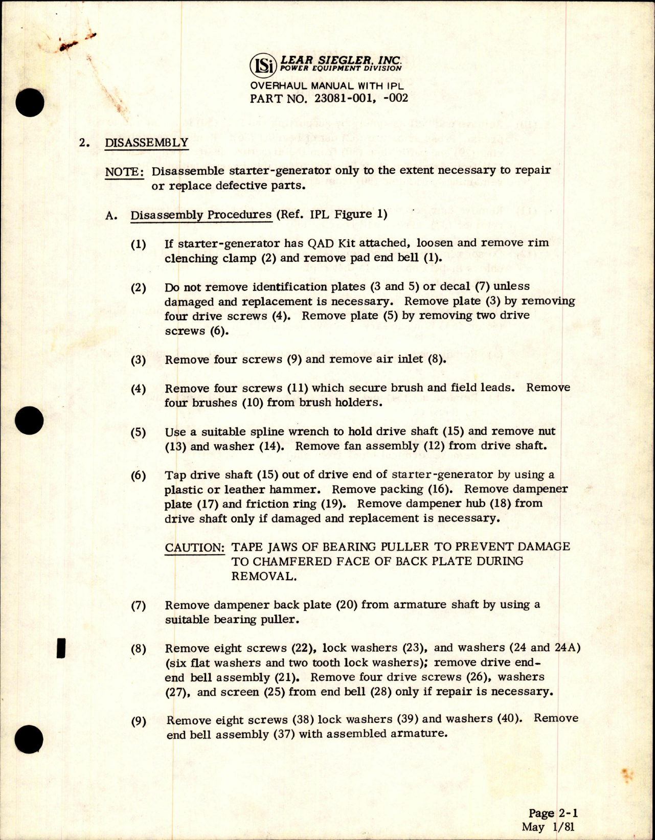 Sample page 7 from AirCorps Library document: Overhaul Manual with Illustrated Parts List for DC Starter Generator - Part 23080 Series