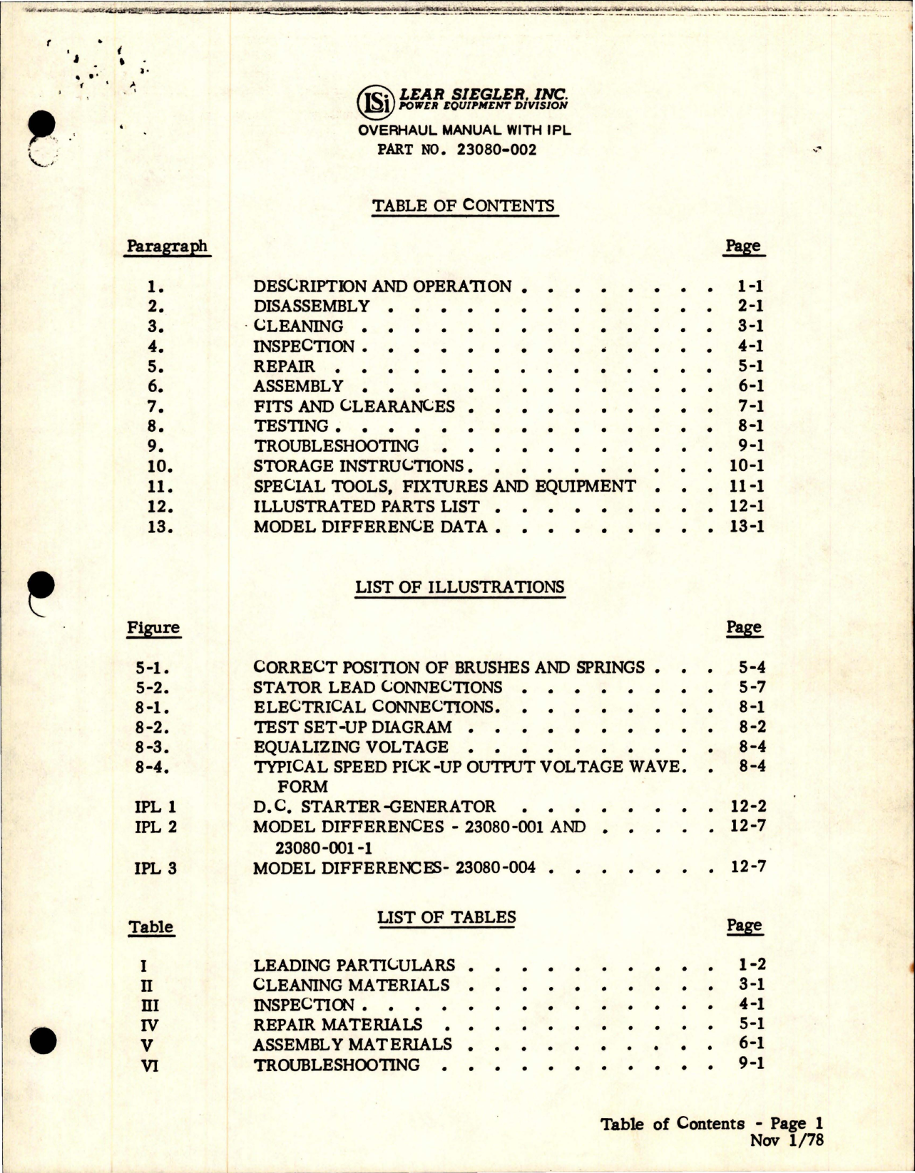 Sample page 9 from AirCorps Library document: Overhaul Manual with Illustrated Parts List for DC Starter Generator - Model 23080 Series
