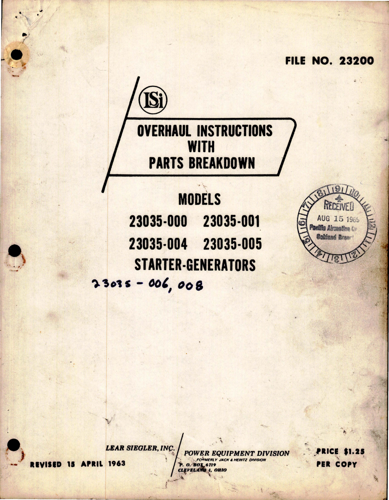 Sample page 1 from AirCorps Library document: Overhaul Instructions with Parts Breakdown for Starter Generators 