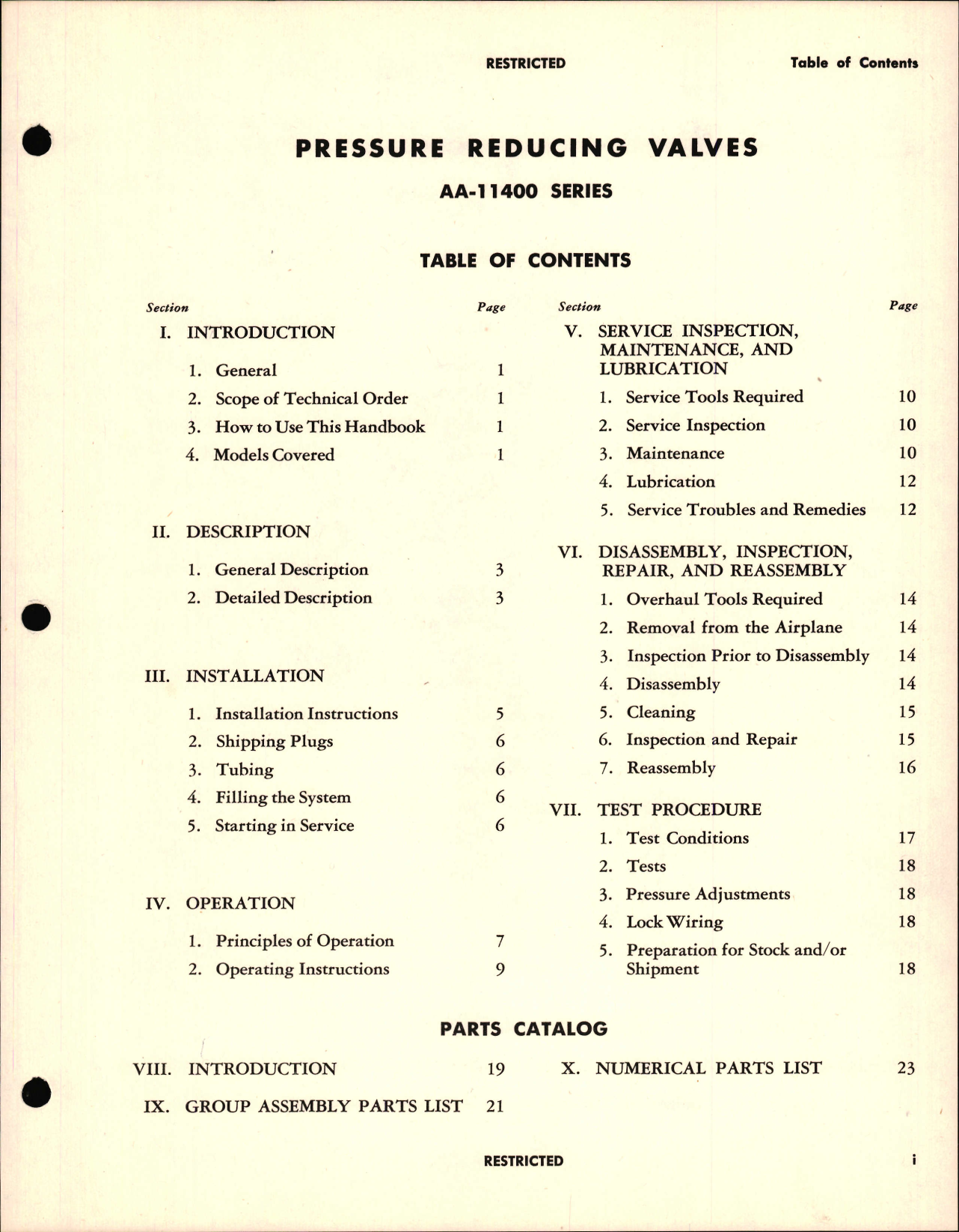 Sample page 5 from AirCorps Library document: Handbook of Instructions with Parts Catalog for Pressure Reducing Valves AA-11400