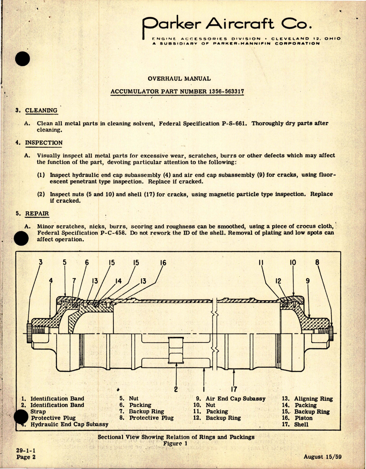 Sample page 7 from AirCorps Library document: Overhaul Manual with Parts List for Hydraulic Power Accumulator - Part 1356-563317 