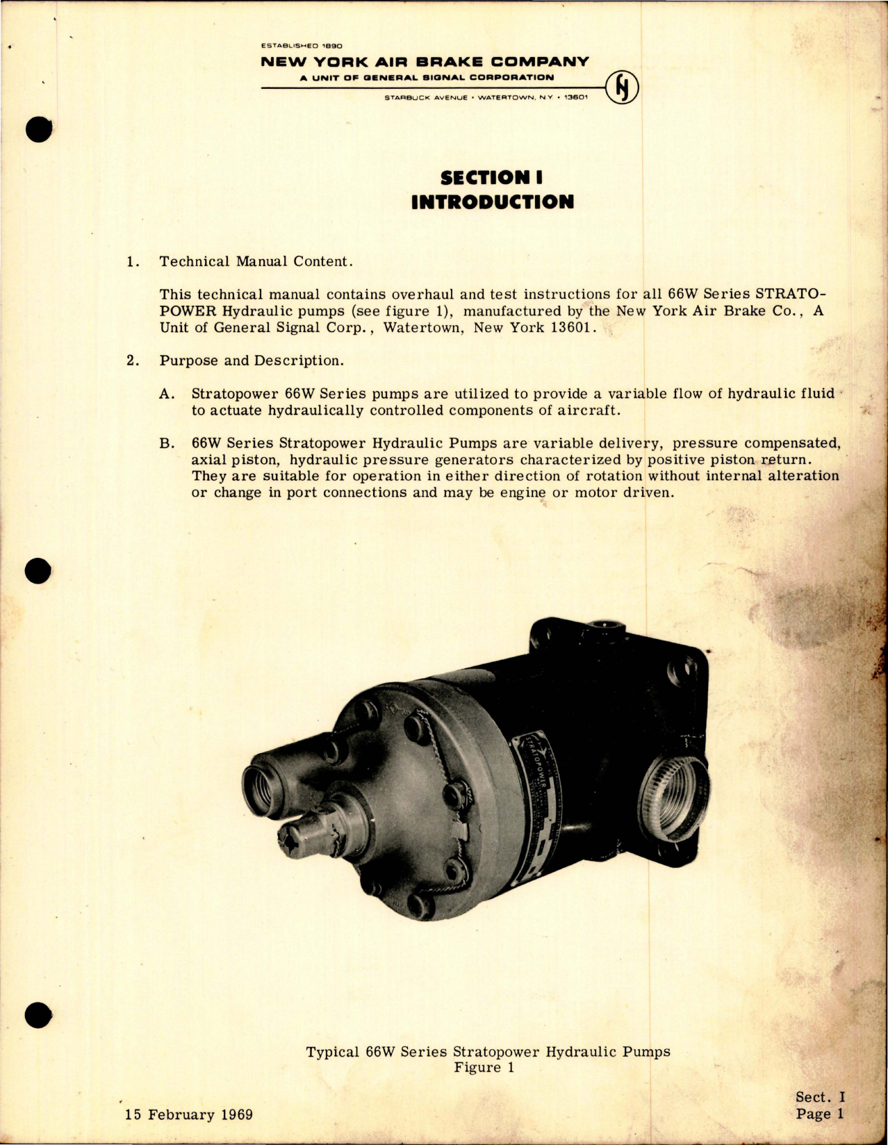 Sample page 5 from AirCorps Library document: Overhaul Instructions with Parts Breakdown for Stratopower Hydraulic Pump - 66 W Series 