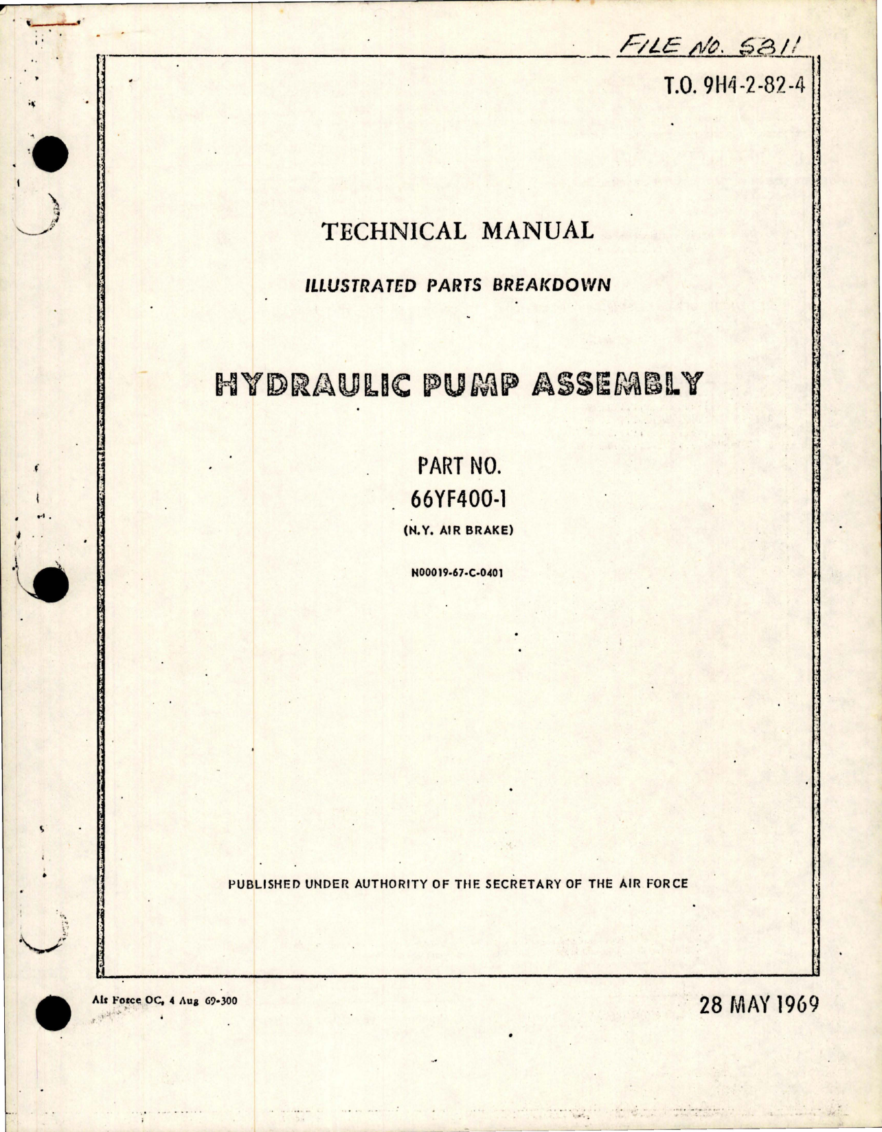 Sample page 1 from AirCorps Library document: Illustrated Parts Breakdown for Hydraulic Pump Assembly - Part 66YF400-1 