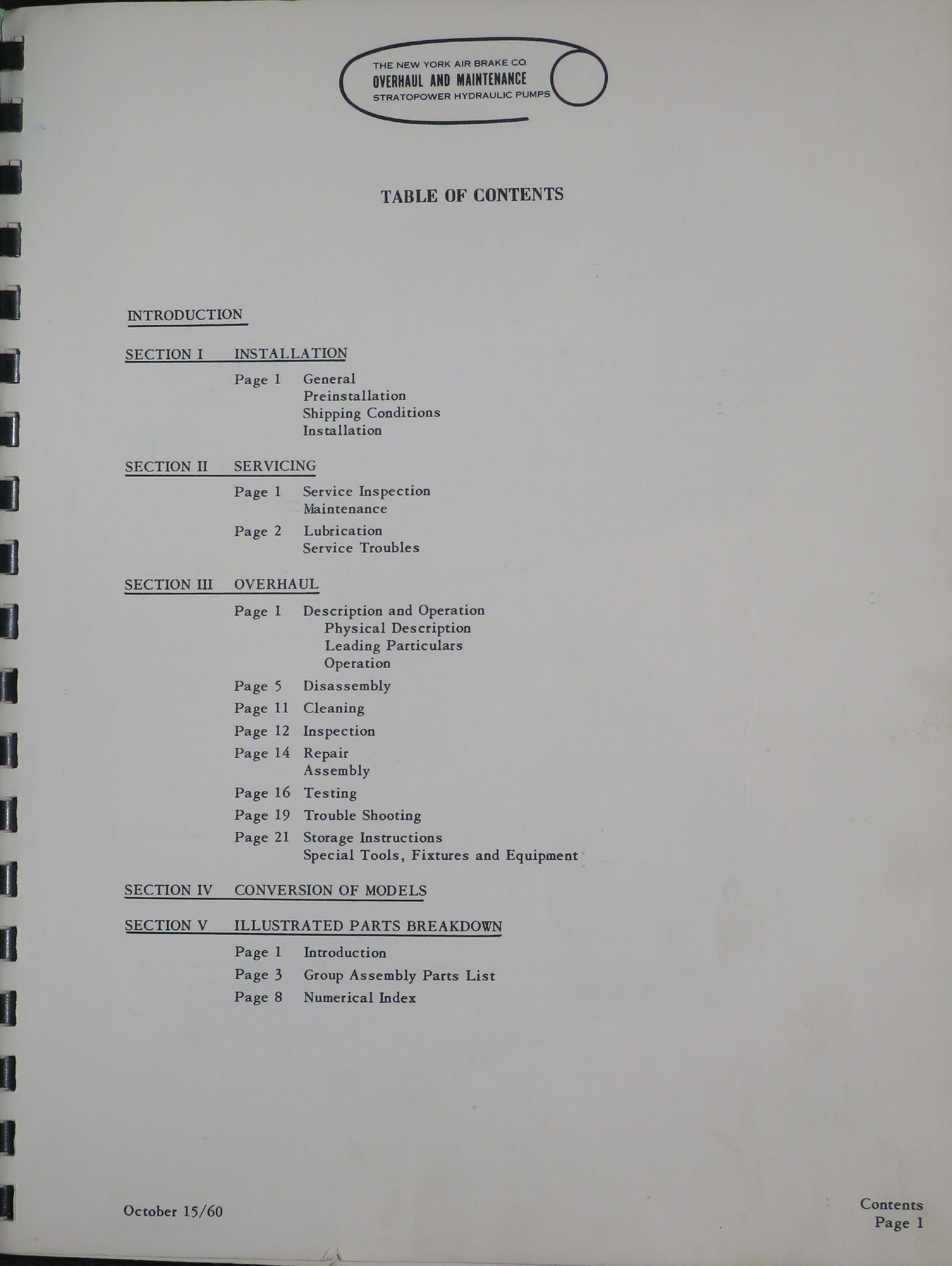 Sample page 5 from AirCorps Library document: Overhaul and Maintenance for Stratopower Hydraulic Pump - Model 66W Series - Temporary Revision No. 1