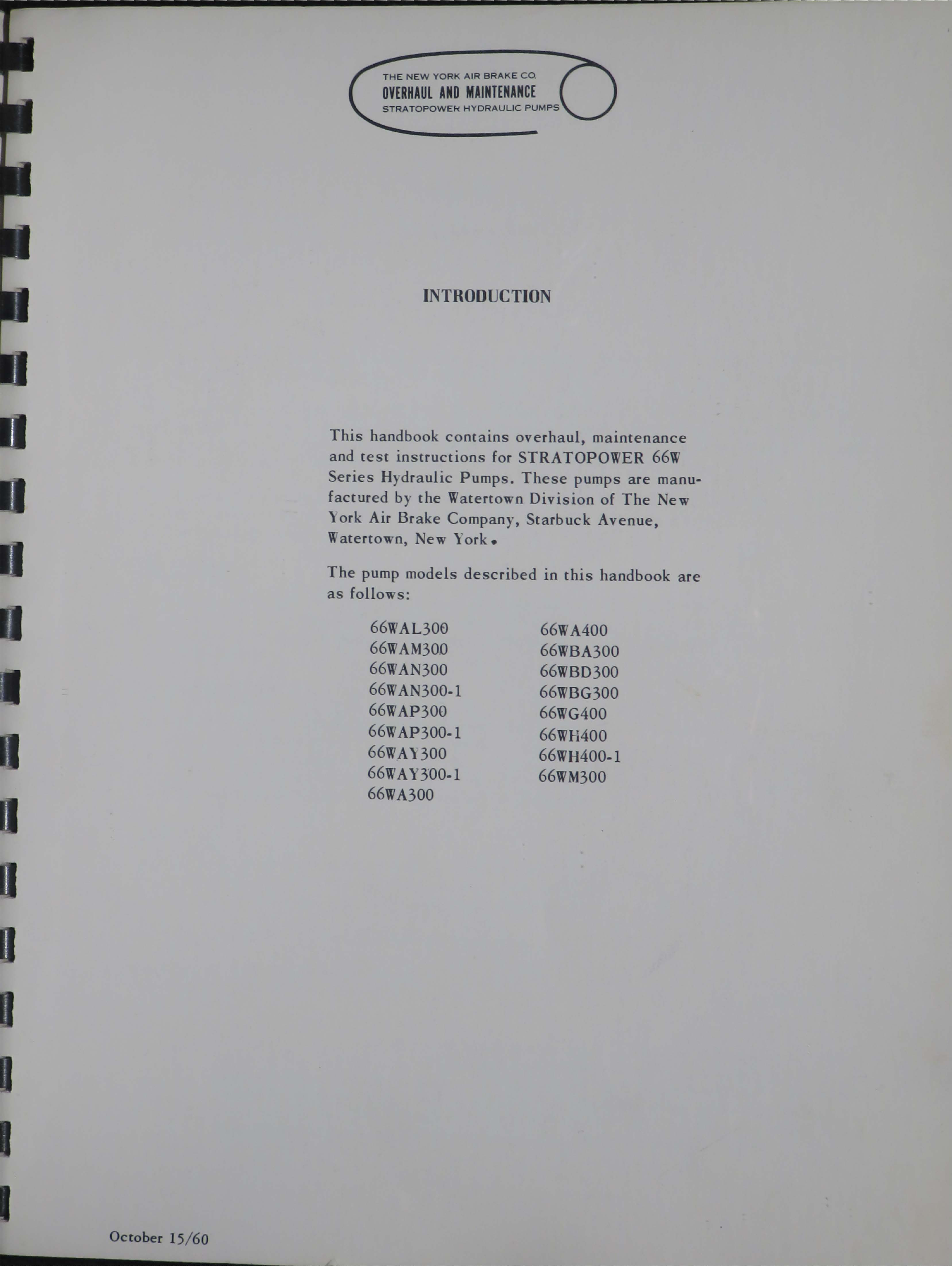 Sample page 7 from AirCorps Library document: Overhaul and Maintenance for Stratopower Hydraulic Pump - Model 66W Series - Temporary Revision No. 1