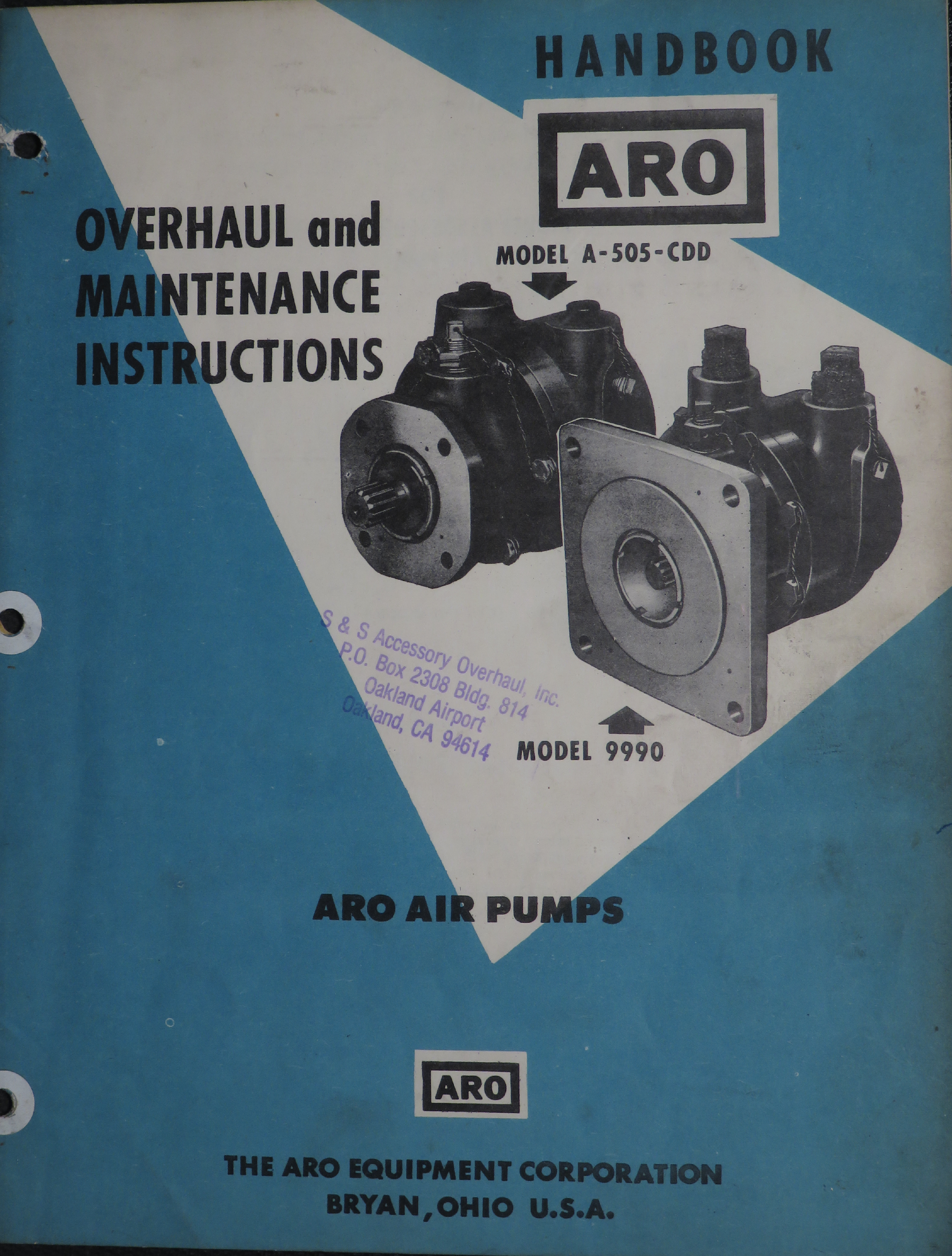 Sample page 1 from AirCorps Library document: Overhaul and Maintenance Instructions for Air Pumps - Models  A-505-CDD and 9990