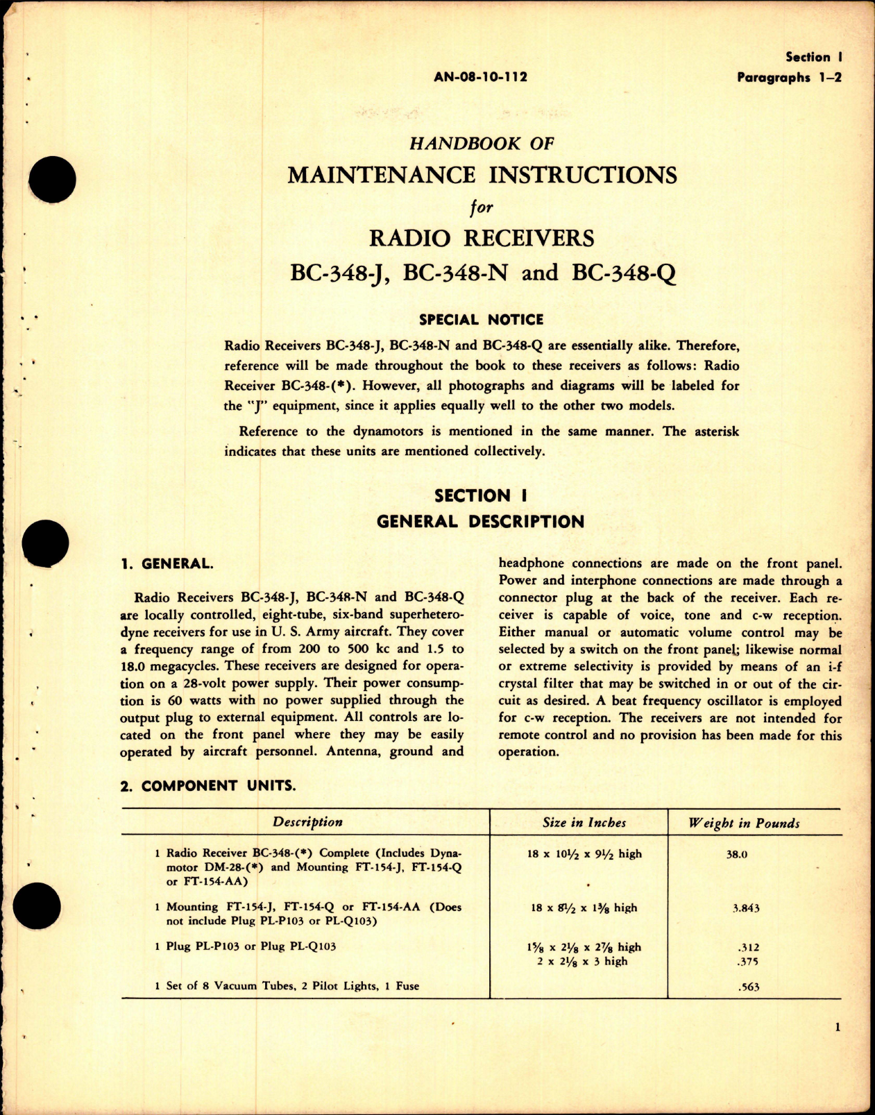 Sample page 9 from AirCorps Library document: Maintenance Instructions for Radio Receivers - BC-348-J, BC-348-N and BC-348-Q