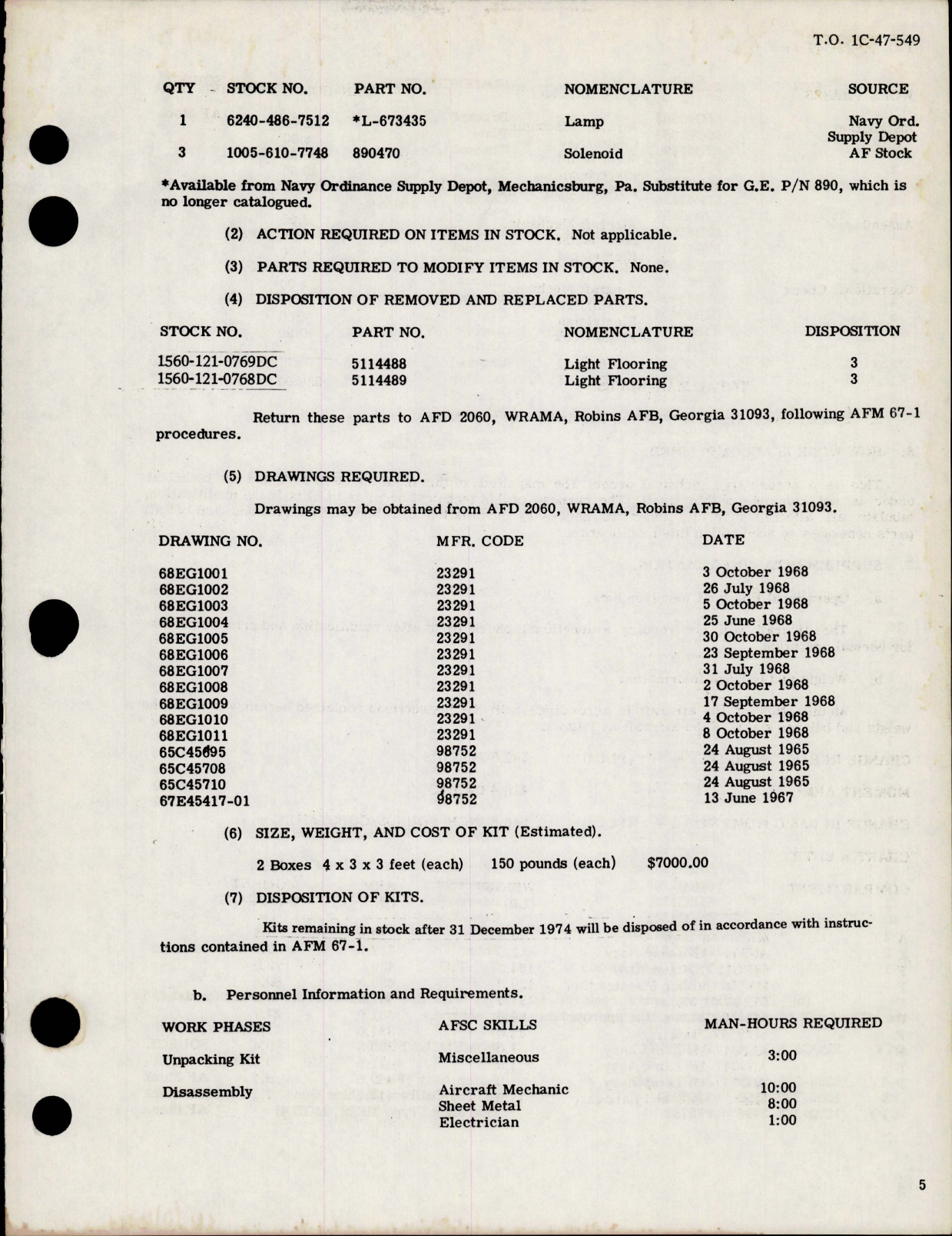 Sample page 5 from AirCorps Library document: Install for .50 Caliber Machine Guns for C-47