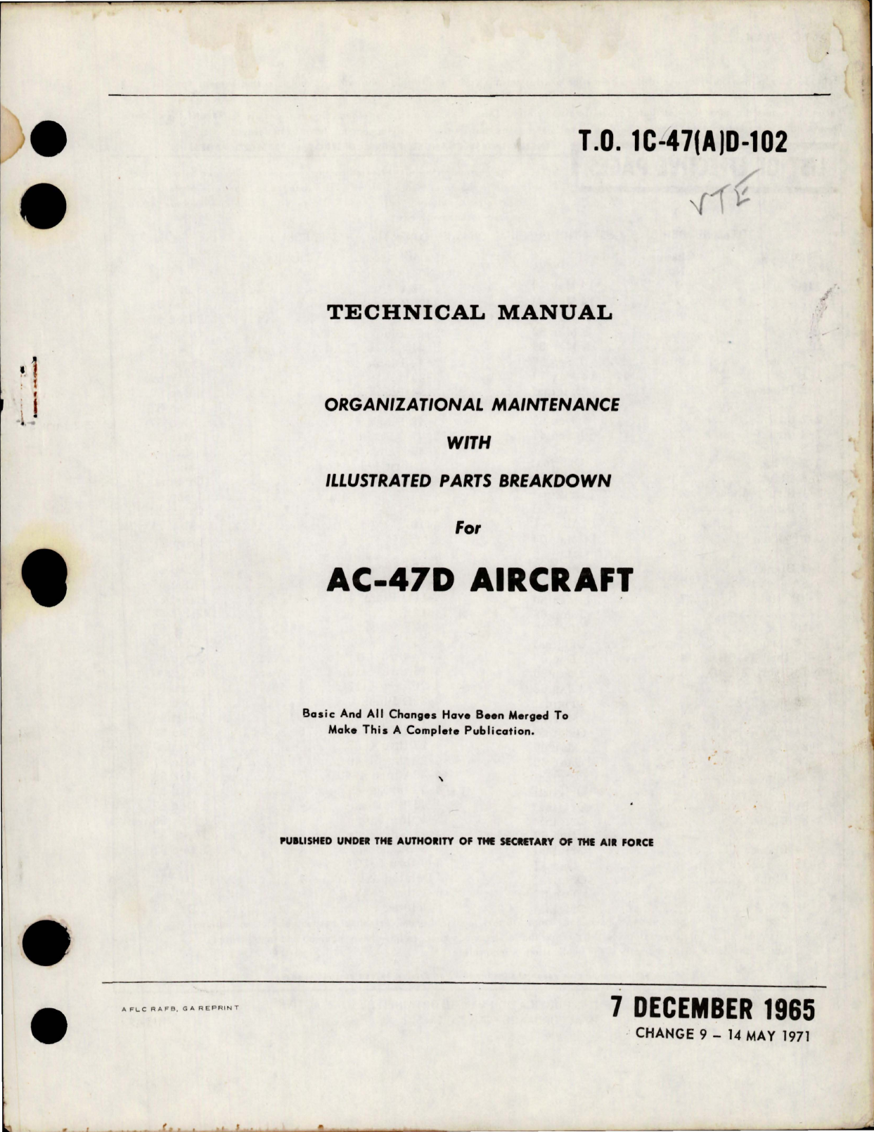 Sample page 1 from AirCorps Library document: Organizational Maintenance w Parts Breakdown for AC-47D
