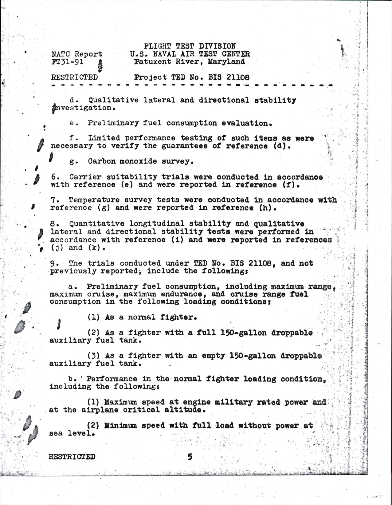 Sample page 5 from AirCorps Library document: Report of Flight Test Division - Service Acceptance Trials Final Report on F8F-2