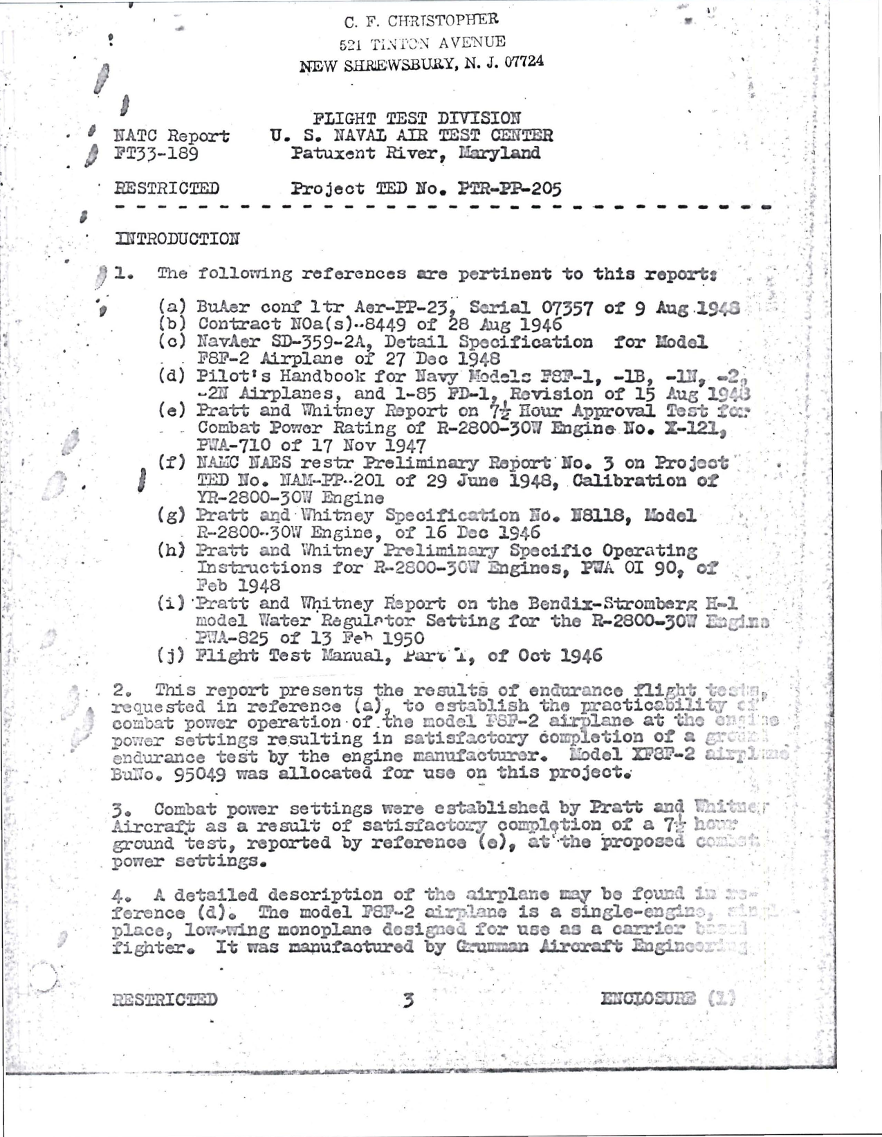Sample page 5 from AirCorps Library document: Final Report on Combat Power Evaluation on F8F-2