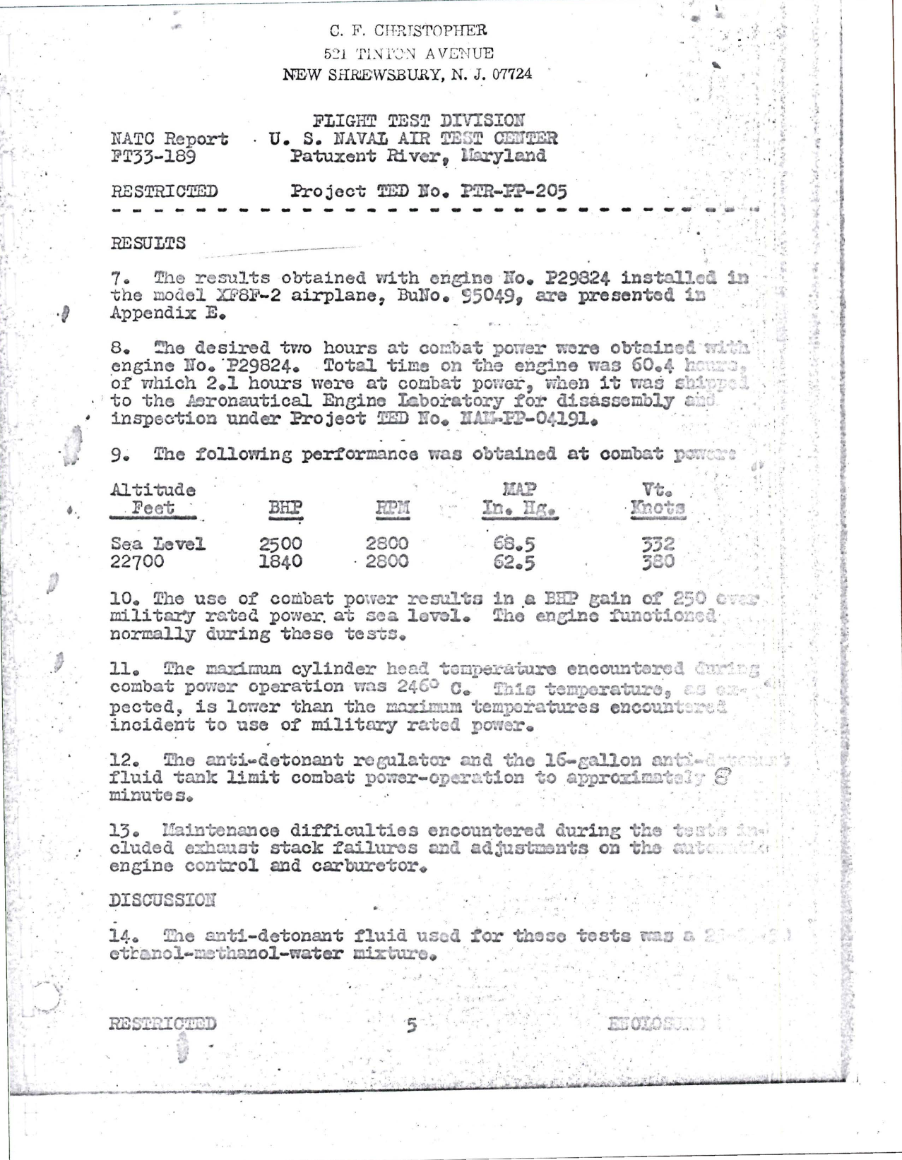Sample page 7 from AirCorps Library document: Final Report on Combat Power Evaluation on F8F-2