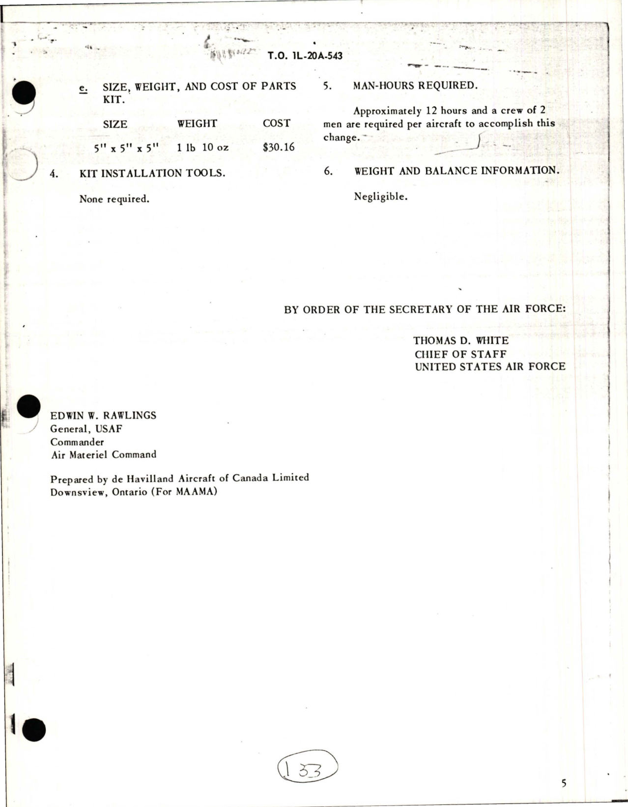 Sample page 5 from AirCorps Library document: Installation of Redesigned Fuselage Bracket for Attaching Horizontal Stabilizer - L-20A Series