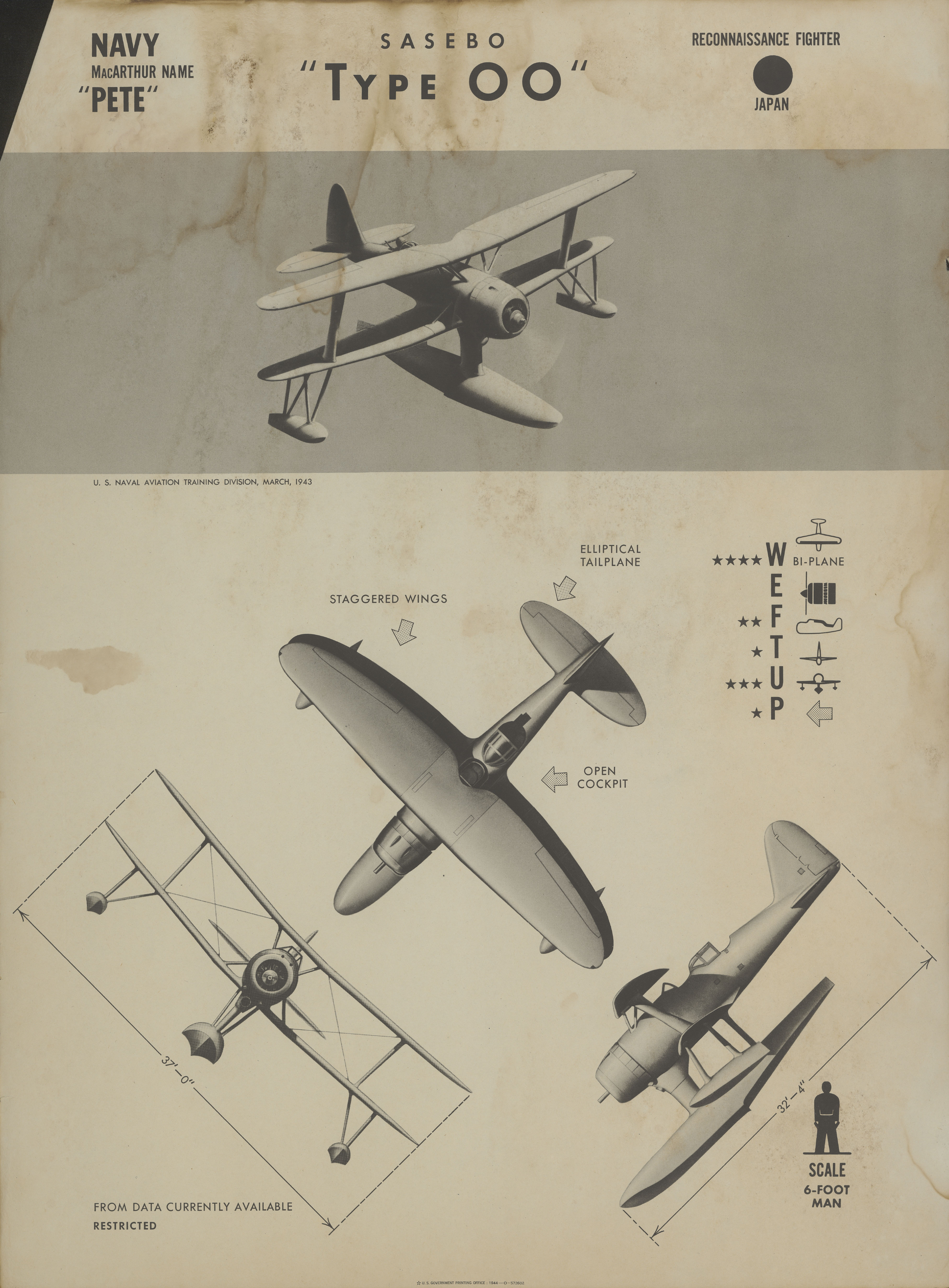 Sample page 1 from AirCorps Library document: Sasebo Type 00 Pete Recognition Poster