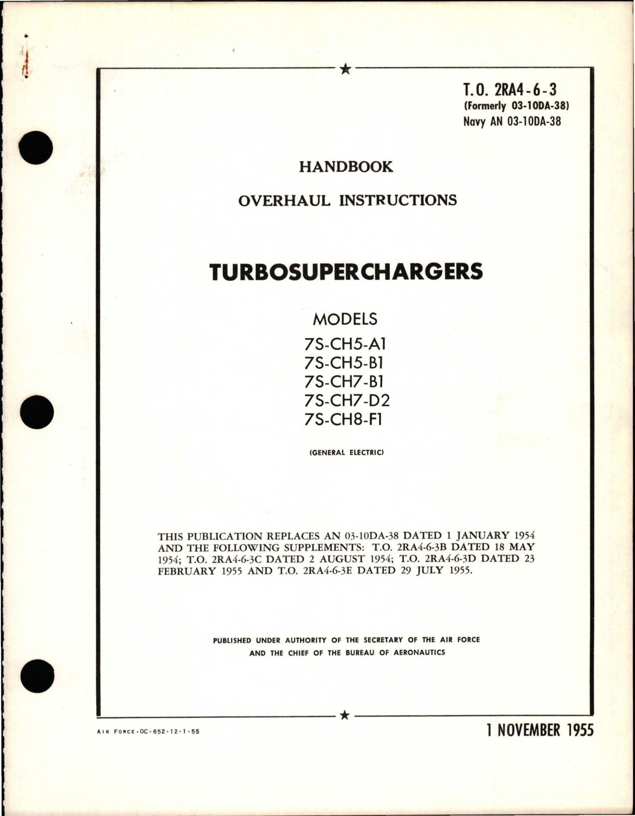 Sample page 1 from AirCorps Library document: Overhaul Instructions for Turbosuperchargers - Models 7S-CH5-A1, 7S-CH5-B1, 7S-CH7-B1, 7S-CH7-D2, and 7S-CH8-F1