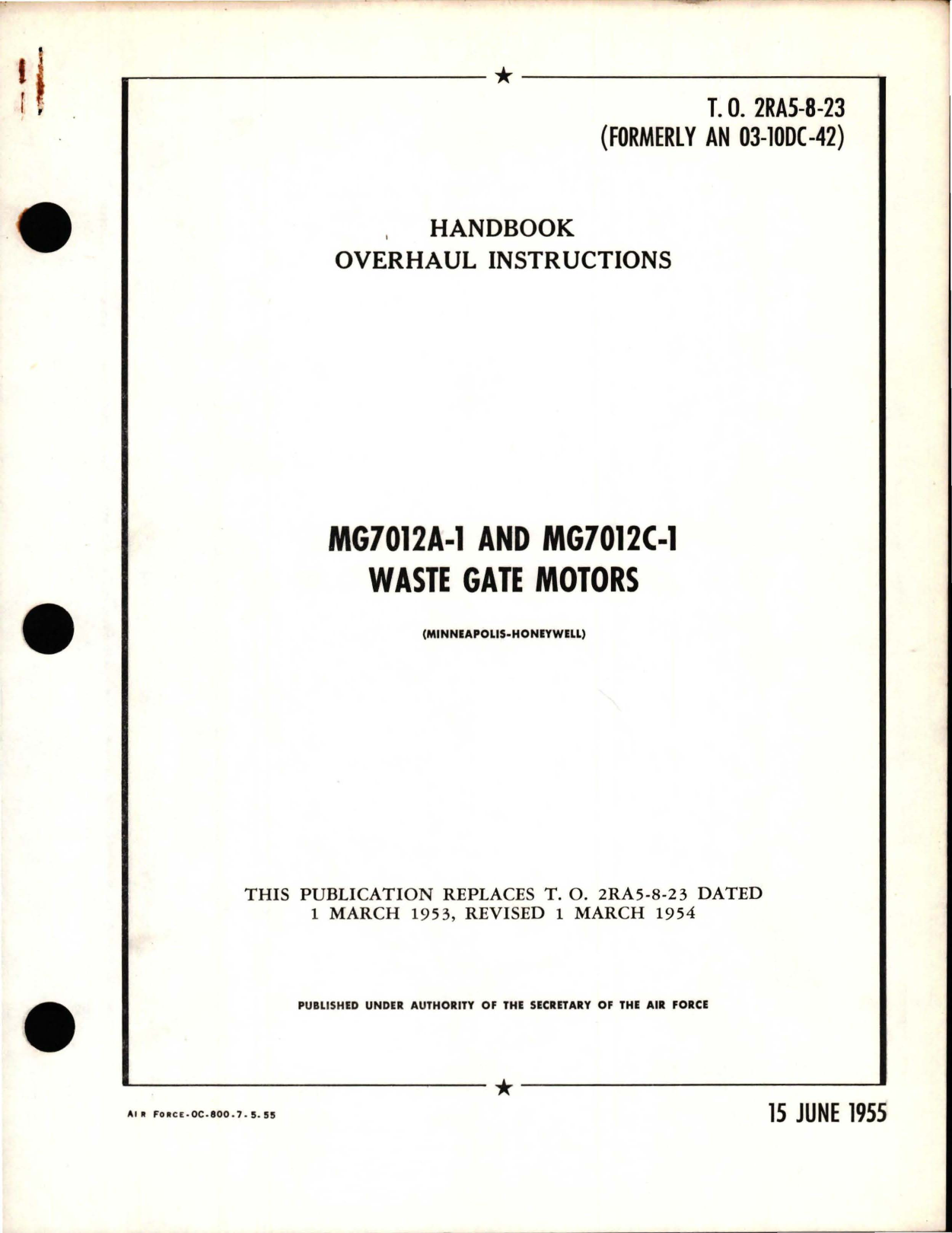 Sample page 1 from AirCorps Library document: Overhaul Instructions for Waste Gate Motors - MG7012A-1 and MG7012C-1