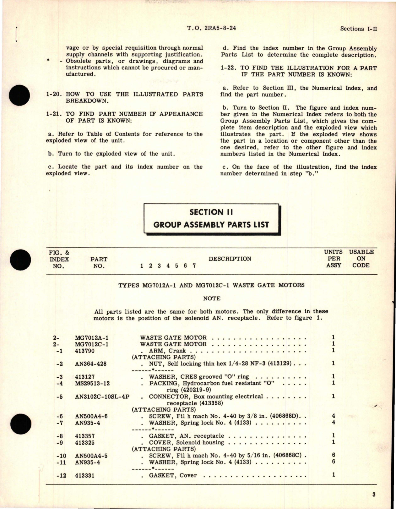 Sample page 5 from AirCorps Library document: Illustrated Parts Breakdown for Waste Gate Motor - Types MG7012A-1 and MG7012C-1