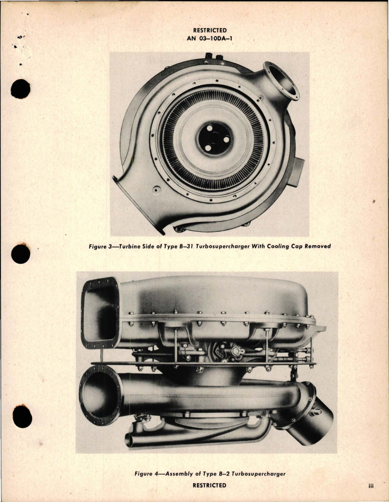 Sample page 5 from AirCorps Library document: Operation, Service and Overhaul Instructions with Parts Catalog for Turbosuperchargers - Types B-2, B-11, B-22, B-31, and B-33 