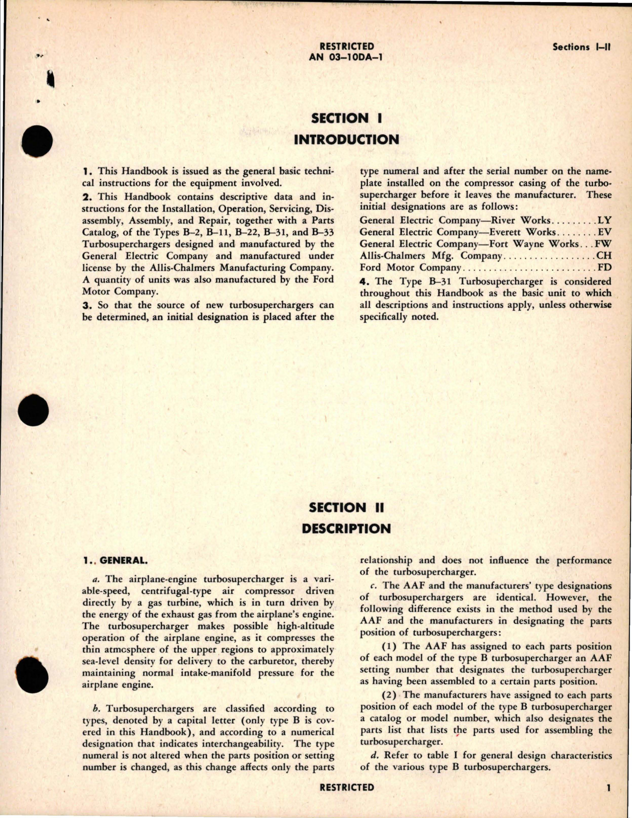 Sample page 7 from AirCorps Library document: Operation, Service and Overhaul Instructions with Parts Catalog for Turbosuperchargers - Types B-2, B-11, B-22, B-31, and B-33 