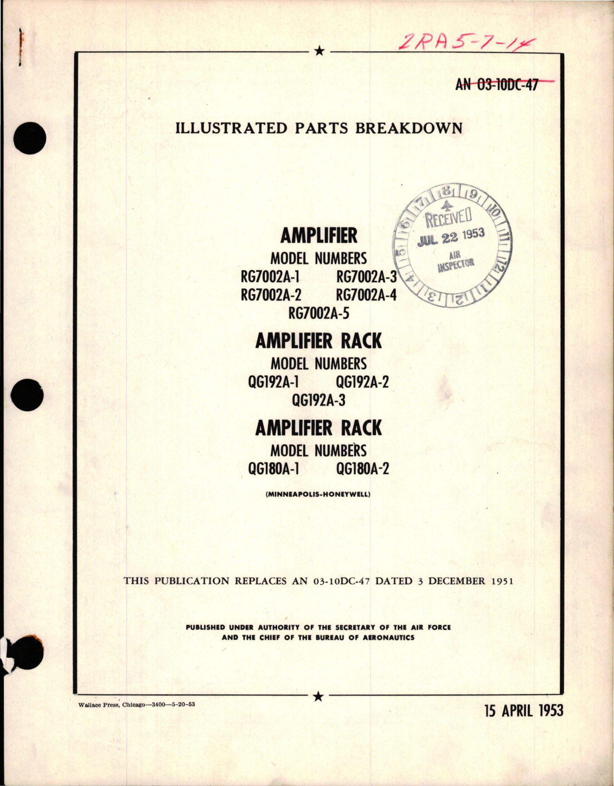 Sample page 1 from AirCorps Library document: Illustrated Parts Breakdown for Amplifier and Amplifier Rack