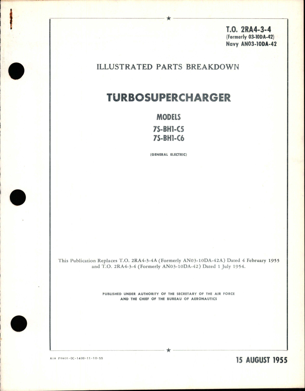 Sample page 1 from AirCorps Library document: Supplement to Illustrated Parts Breakdown for Turbosuperchargers - Models 7S-BH1-C5 and 7S-BH1-C6