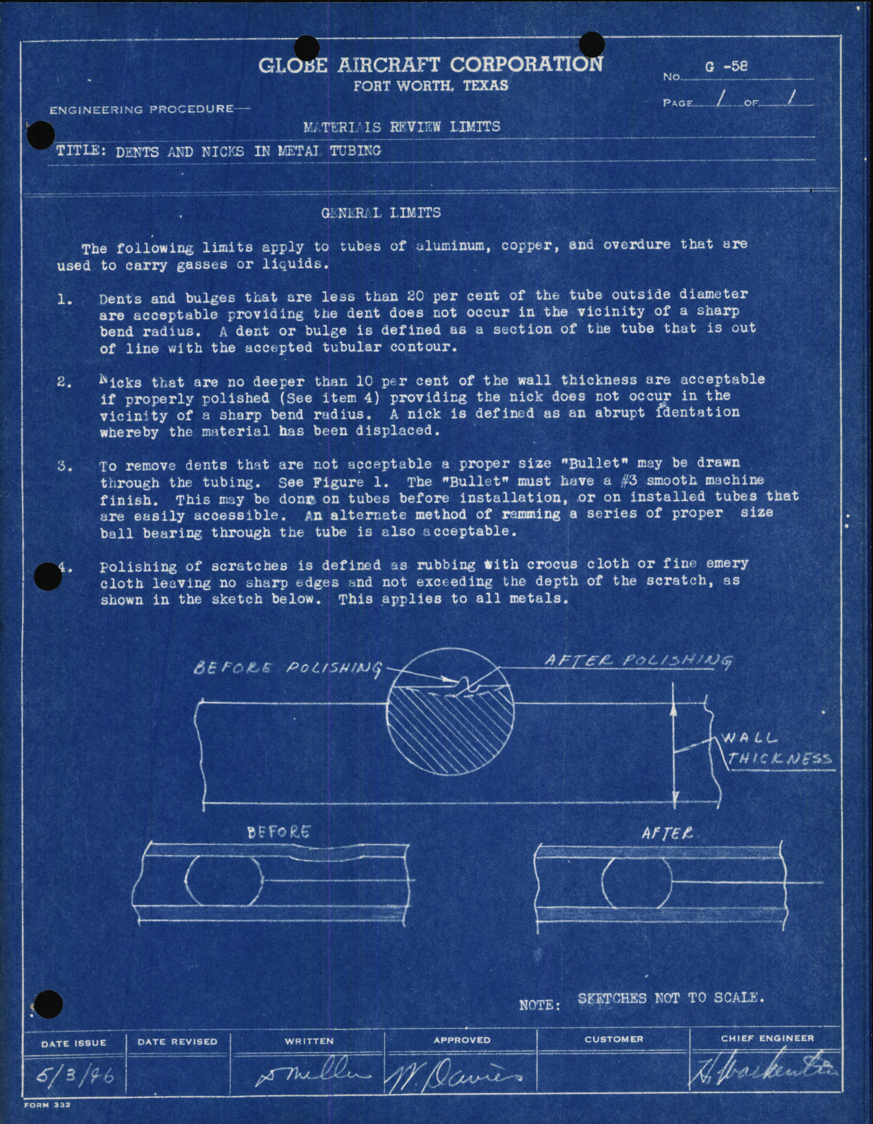 Sample page 2 from AirCorps Library document: Material Review Limits