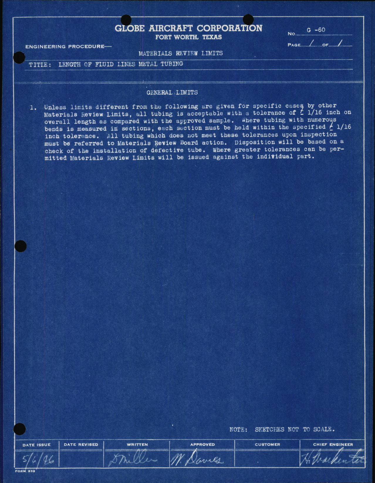 Sample page 3 from AirCorps Library document: Material Review Limits