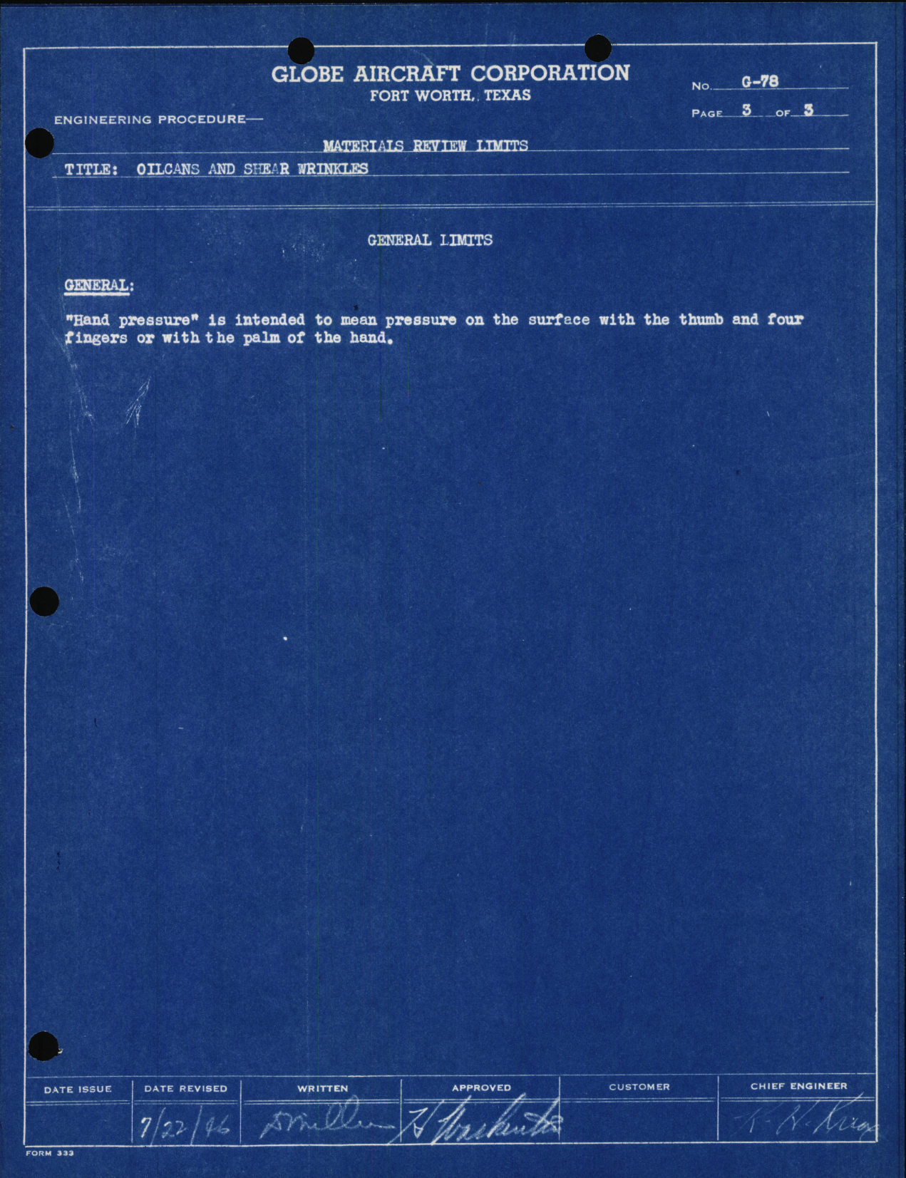 Sample page 6 from AirCorps Library document: Material Review Limits
