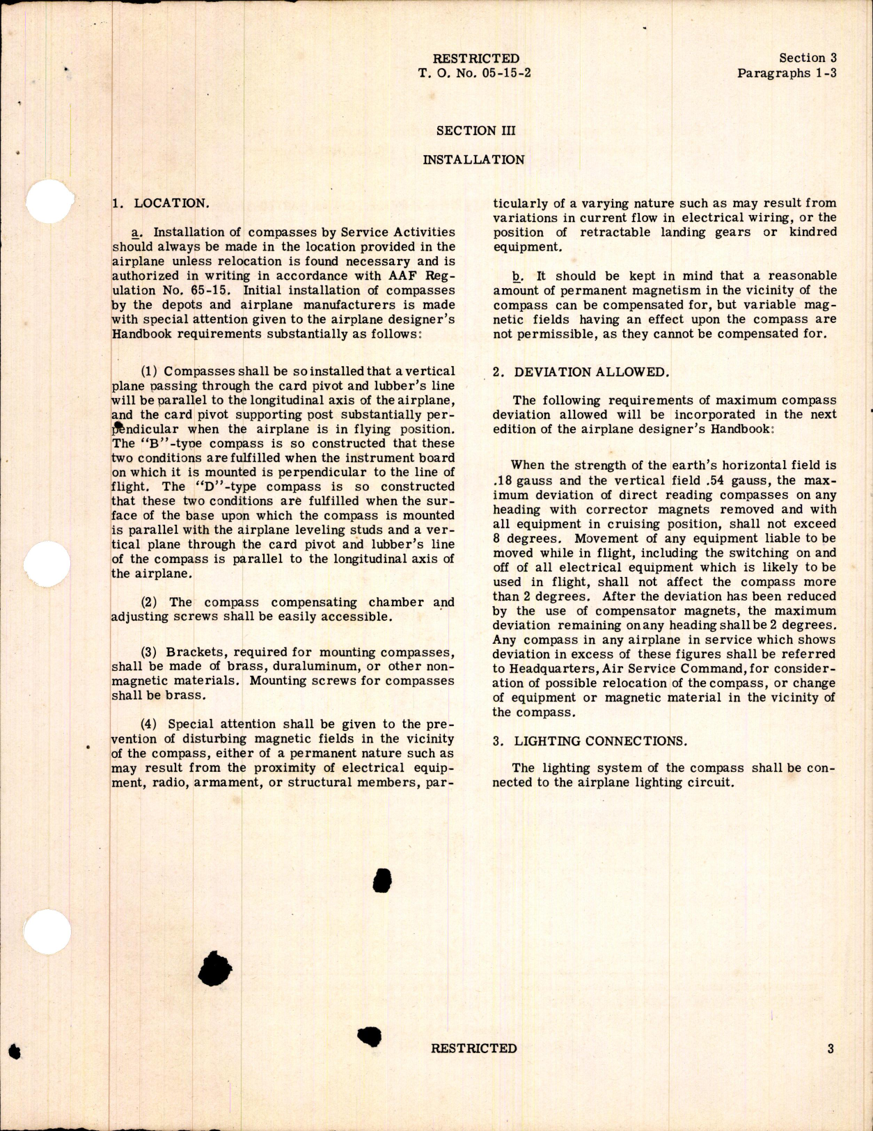 Sample page 5 from AirCorps Library document: Instructions for Magnetic Type Compasses B-12, B-16 & B-17