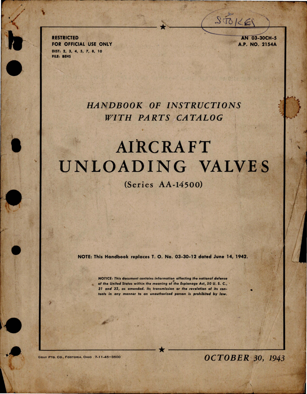 Sample page 1 from AirCorps Library document: Instructions with Parts Catalog for Aircraft Unloading Valves - Series AA-14500