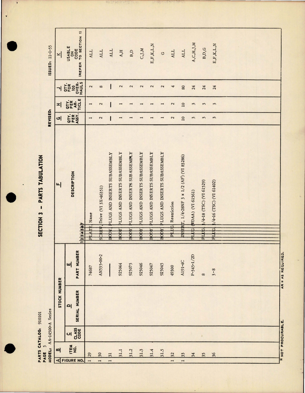 Sample page 7 from AirCorps Library document: Parts Catalog for Unloading Valves - AA-14500-A Series
