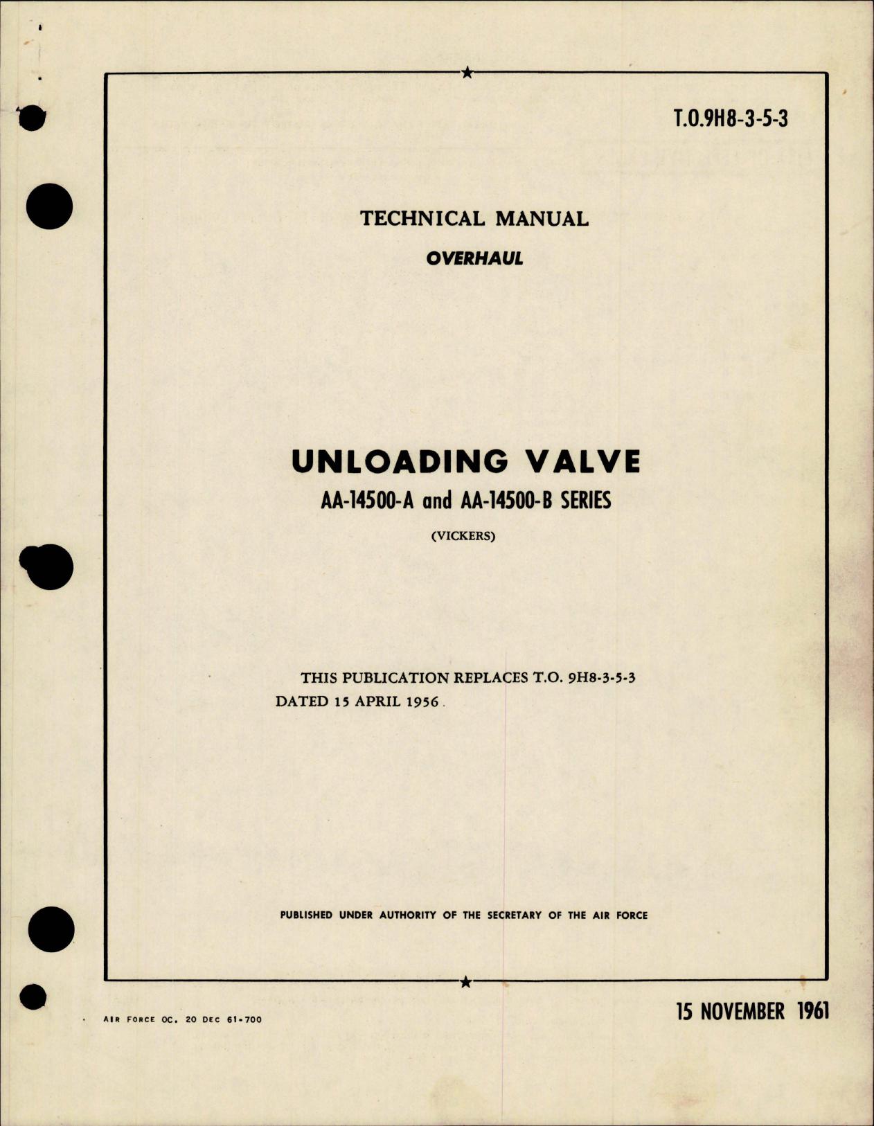 Sample page 1 from AirCorps Library document: Overhaul Instructions for Unloading Valve - AA-14500-A and AA-14500-B Series