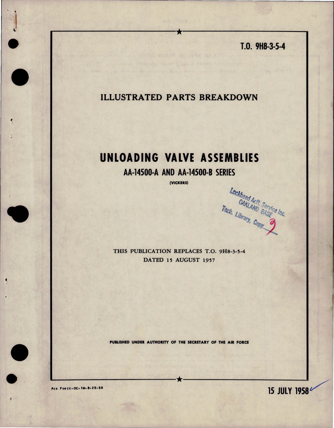 Sample page 1 from AirCorps Library document: Illustrates Parts Breakdown for Unloading Valve Assemblies - AA-14500-A and AA-14500-B Series 