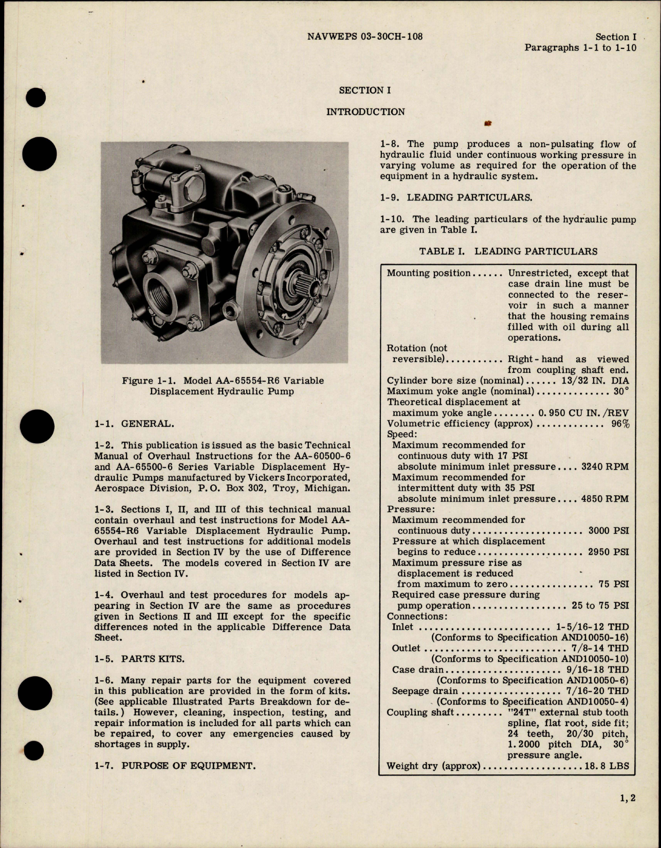 Sample page 5 from AirCorps Library document: Overhaul Instructions for Hydraulic Pump Assembly